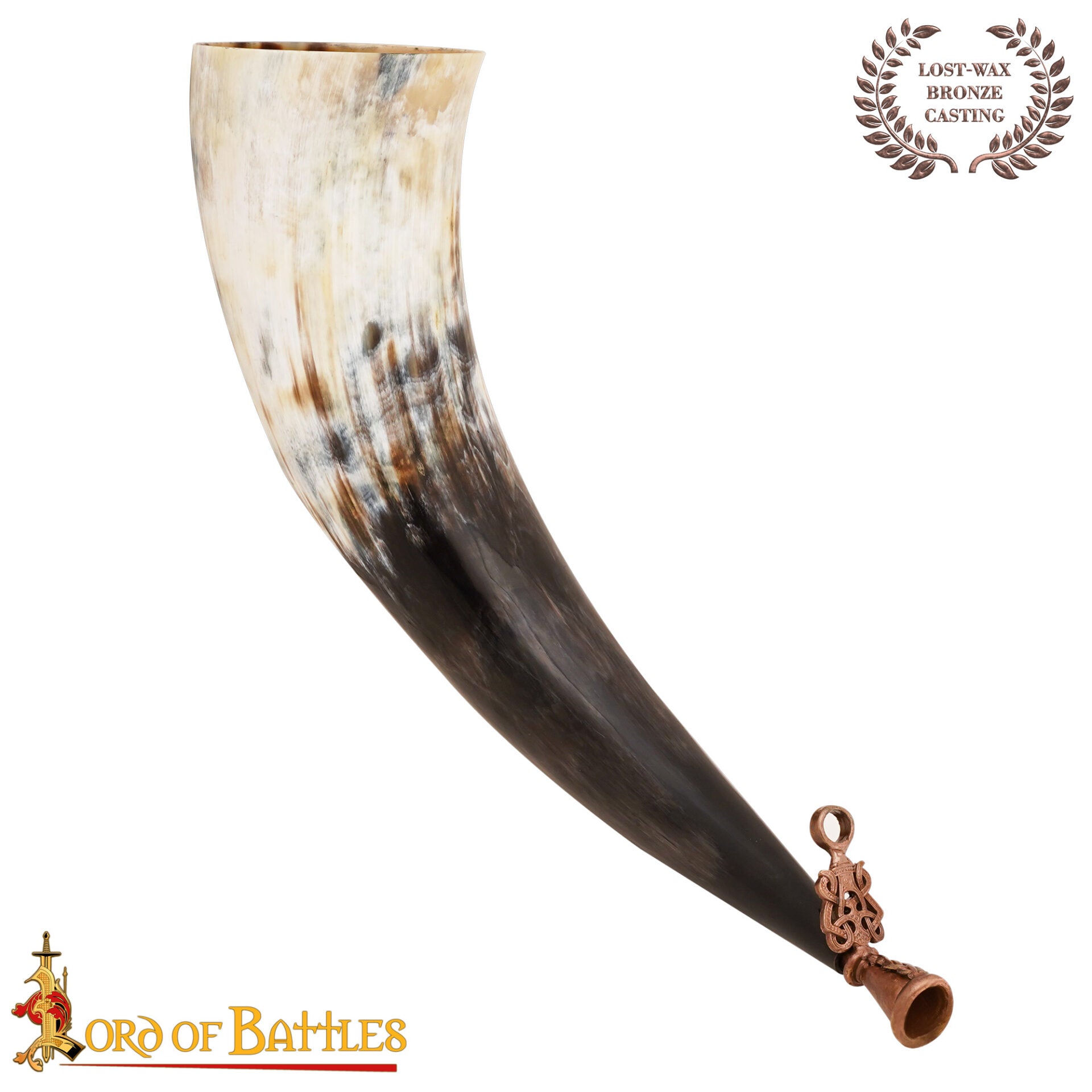 Cuerno de Soplar Vikingo / Gjallarhorn con Boquilla de Bronce Fundido a la Cera Perdida - Imagen 1