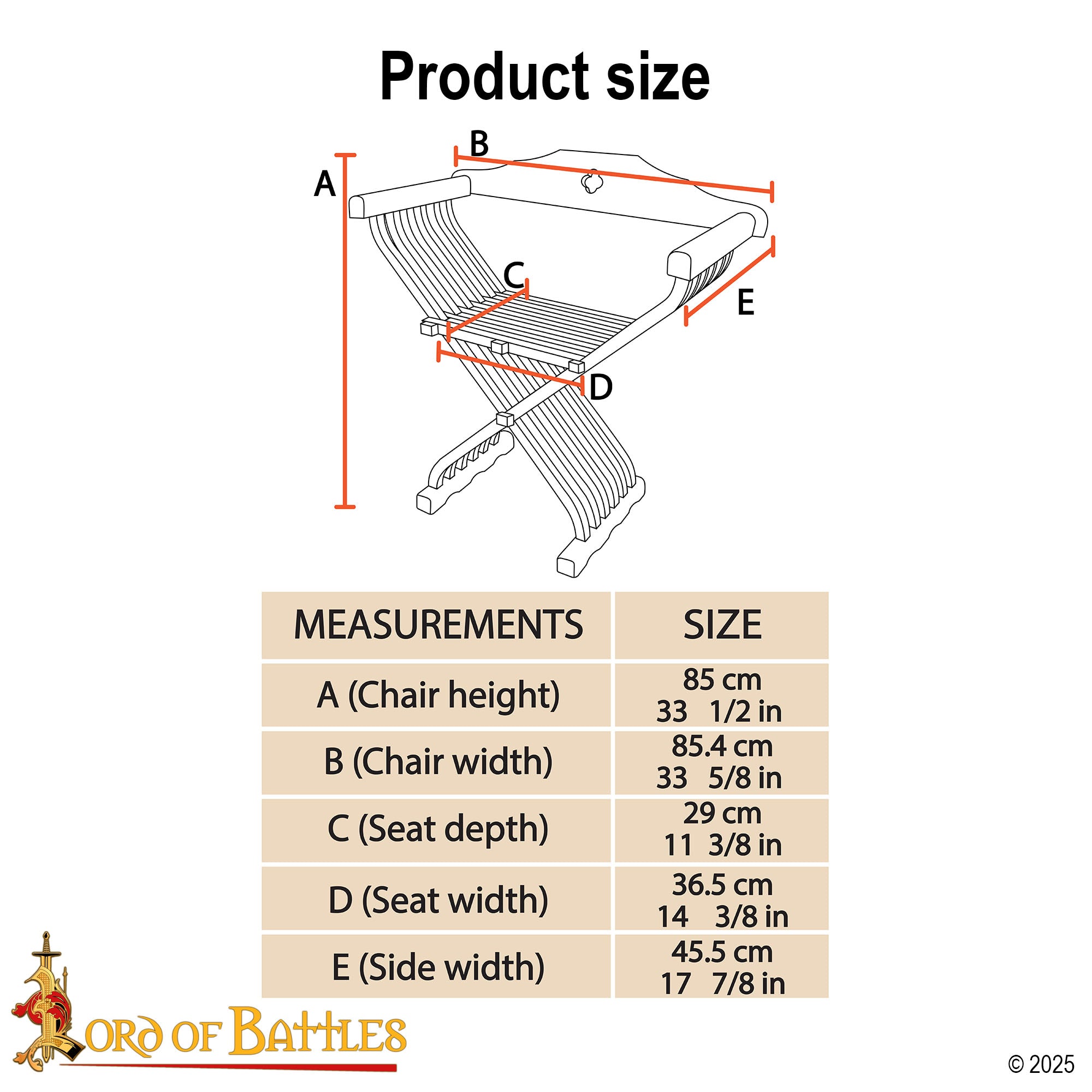 Silla Medieval de Madera Savonarola - Asiento Plegable Renacentista - Imagen 3