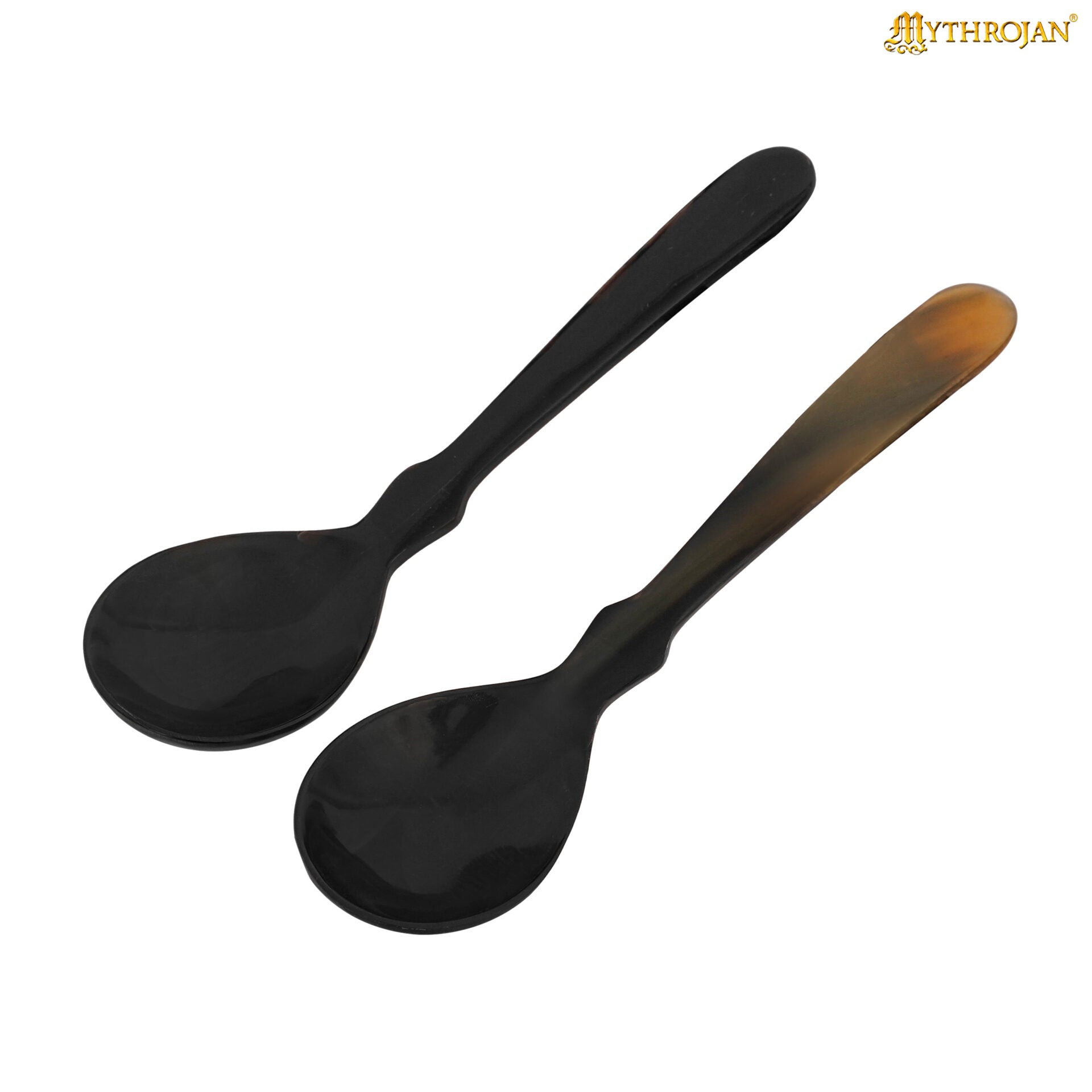 Juego de 2 Cucharas de Cuerno de Búfalo - Utensilios de Cuerno Natural Acabados a Mano (6.75") | Juego de Cucharas Medievales Vikingas Pulidas para Larp, Sca, y Temas Medievales - Imagen 4