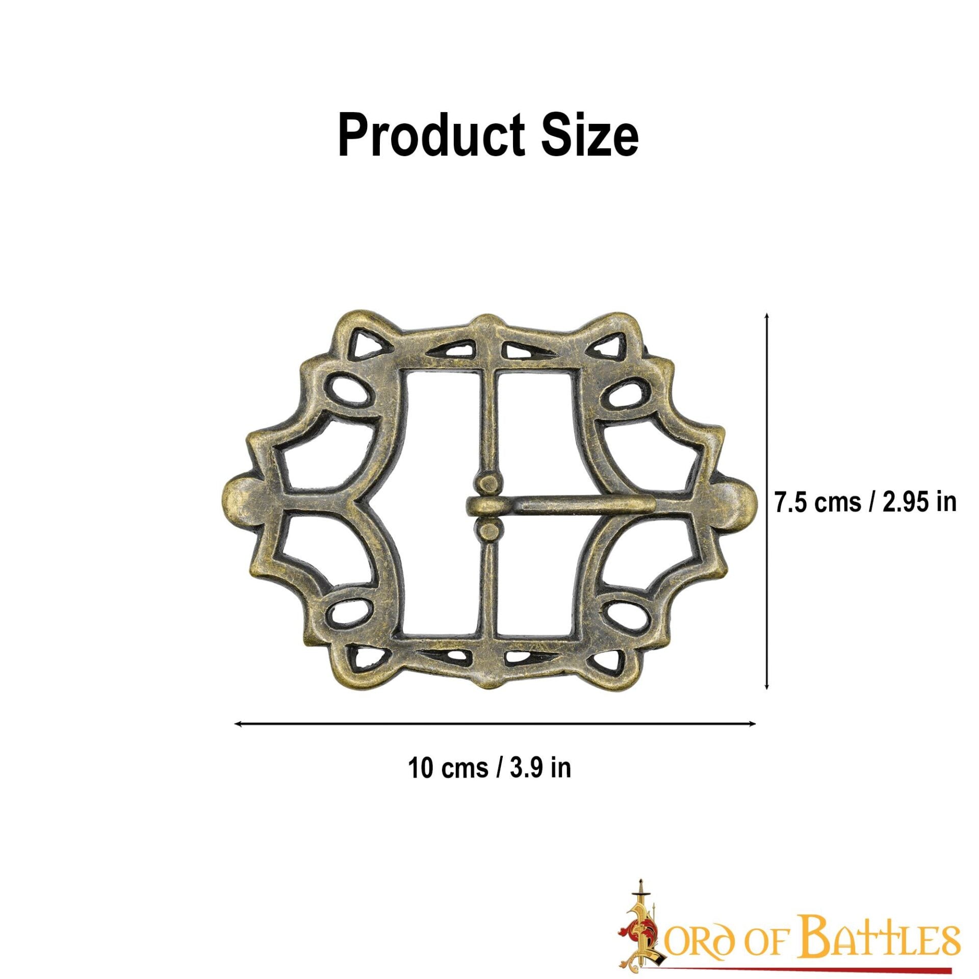 Cinturón Medieval de Latón Hebilla Gótica - Acabado Latón Antiguo - Imagen 11