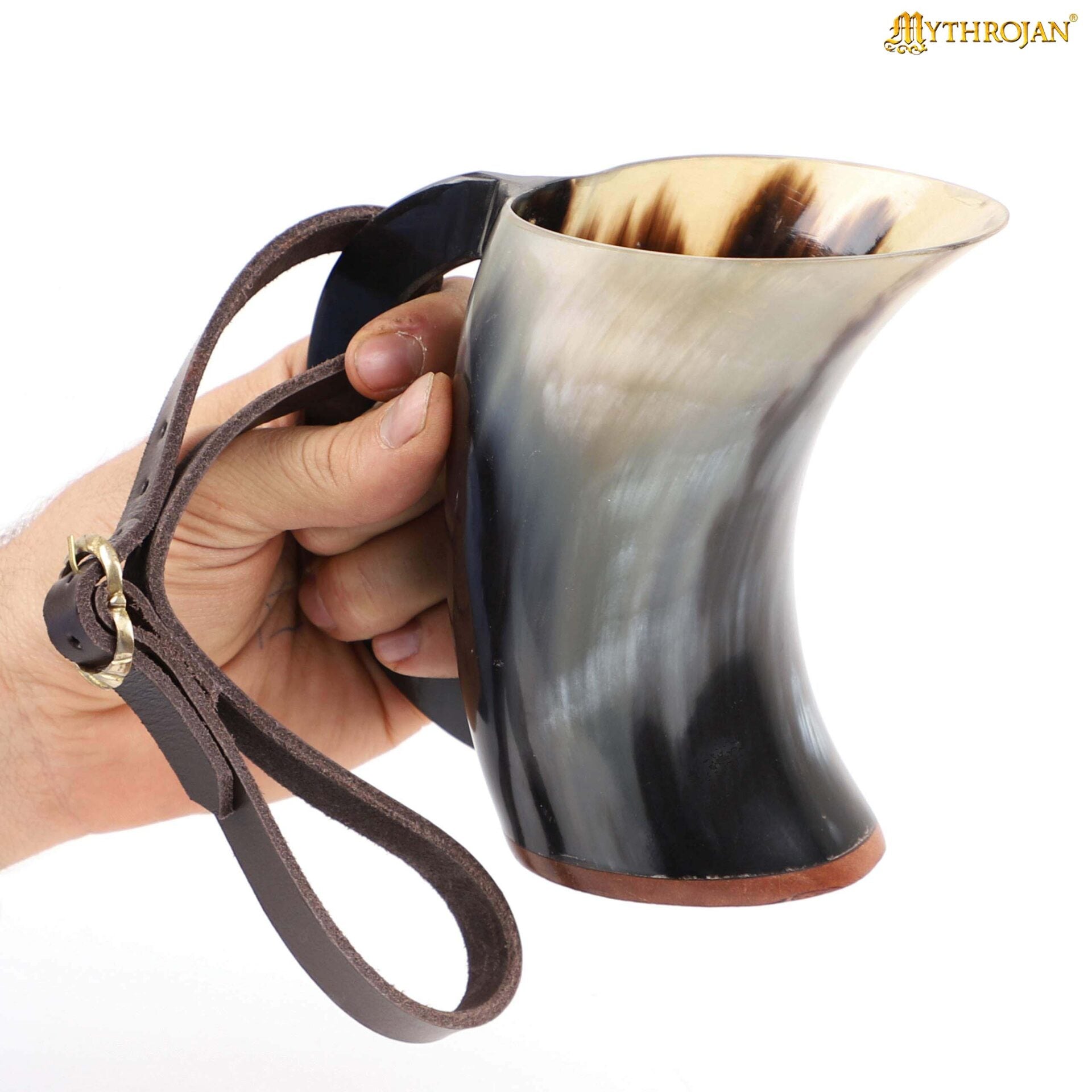 Taza Mythrojan Hot Horn Tankard con Correa de Cuero 300ml - Imagen 3