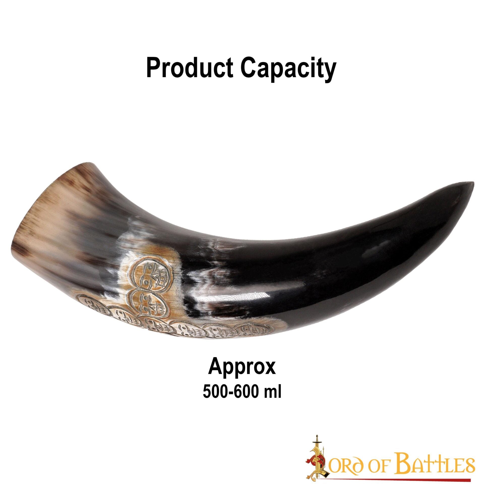Viking Drinking Horn 500 - 600 Ml Cuerno de Buey Auténtico Hecho a Mano - Imagen 3