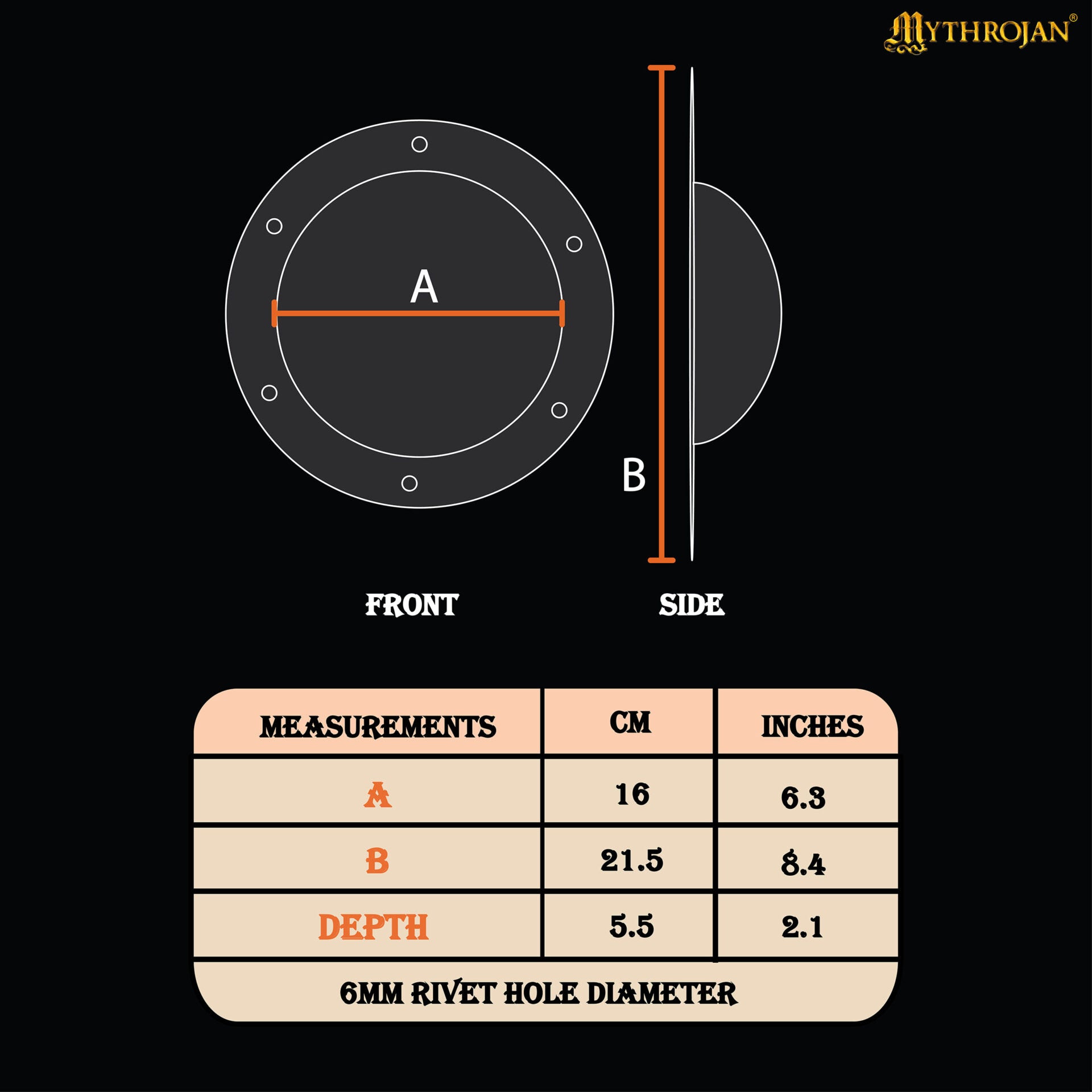 Escudo Umbo Forjado a Mano con Remaches | Acabado en Acero Bruto Envejecido - Imagen 3
