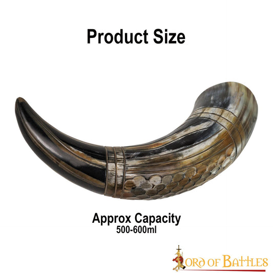 Cuerno para Beber Vikingo con Grabado en Forma de Panal, Cuerno de Buey Natural Hecho a Mano (500-600 Ml) - Imagen 10