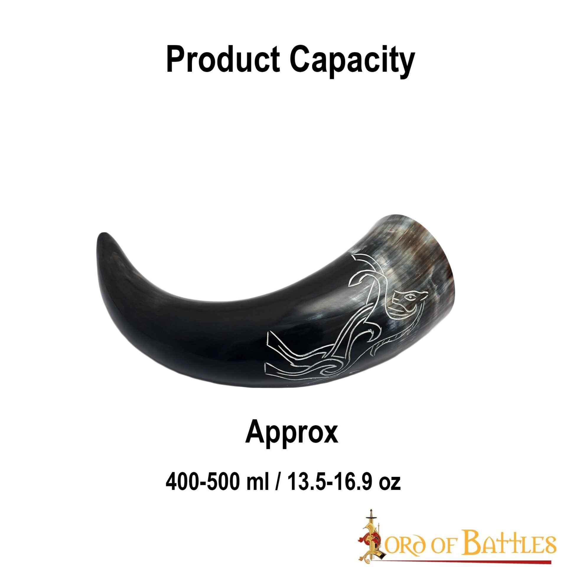 Viking Drinking Horn 400 - 500 Ml Cuerno de Buey Auténtico Hecho a Mano - Imagen 3