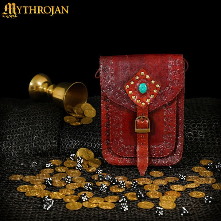 Mythrojan "sorceress From The East" Medieval Sling Bag, Granate 10" X 7" - Imagen 11