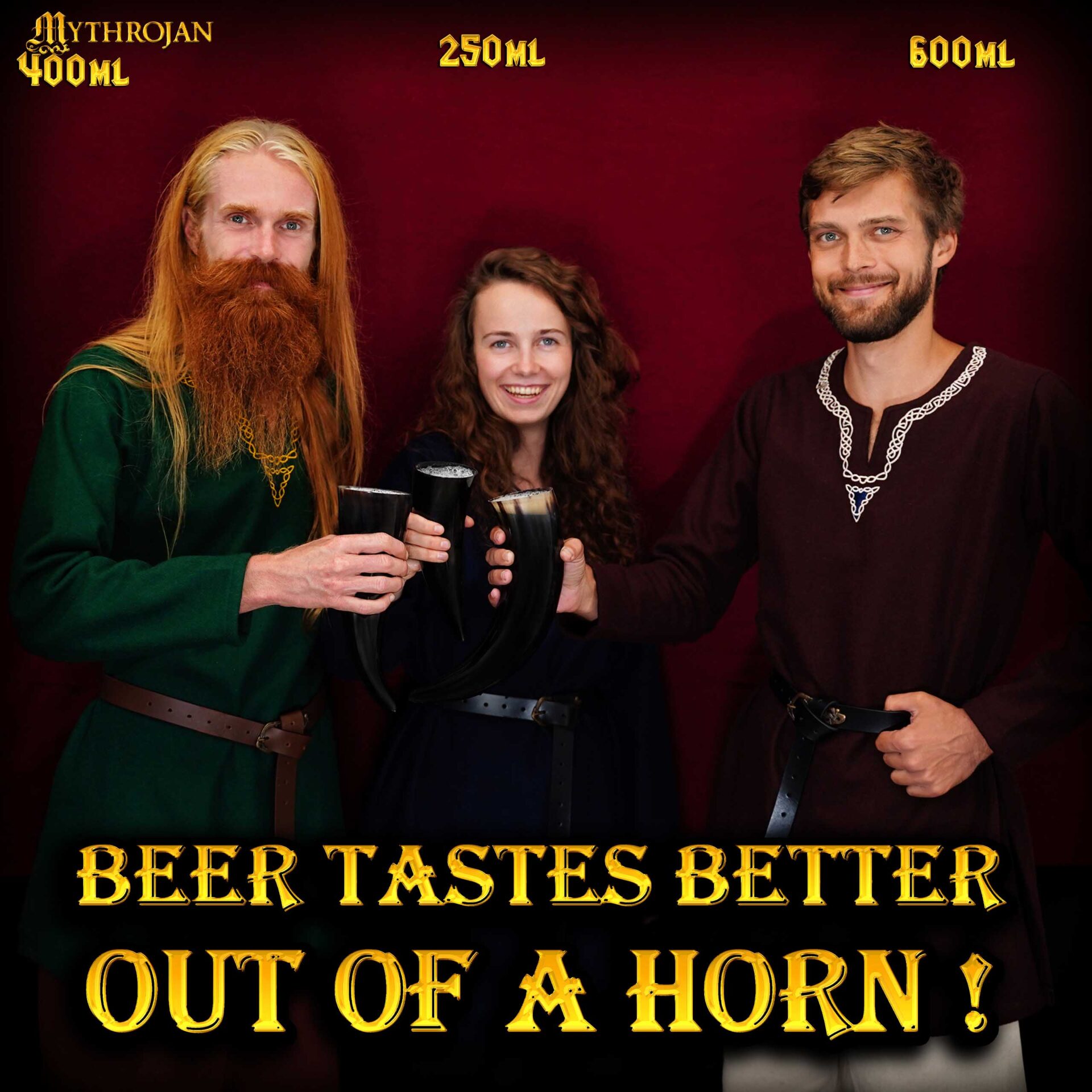 Mythrojan 400 Ml Vikingo Beber Cuerno Vikingo Vino/taza de Cabeza - Imagen 3