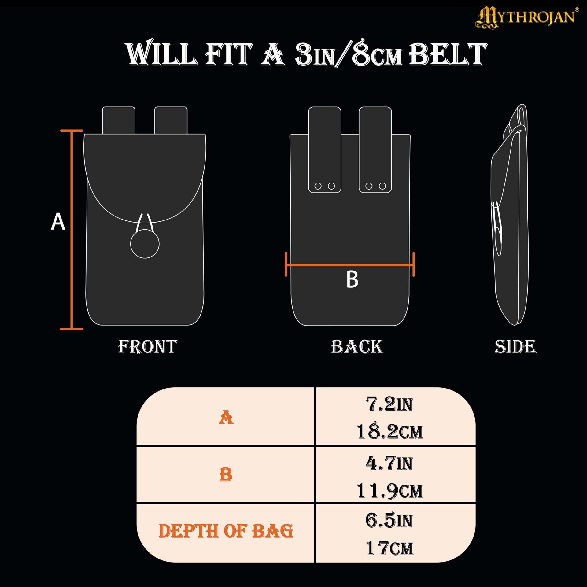 Mythrojan Bolsa de Cinturón de Gamuza Grande, Ideal para Sca Larp Reenactment y Ren Feria, Cuero de Gamuza, Citrus , 7.2 "× 4.7 " - Imagen 3