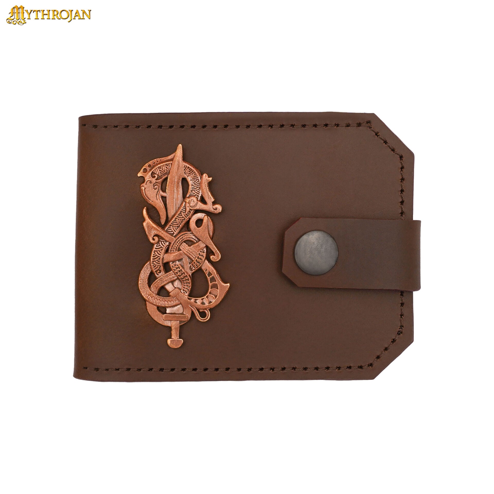 Cartera de Piel Auténtica con Decoración de Bronce Fundido a la Cera Perdida - Imagen 1