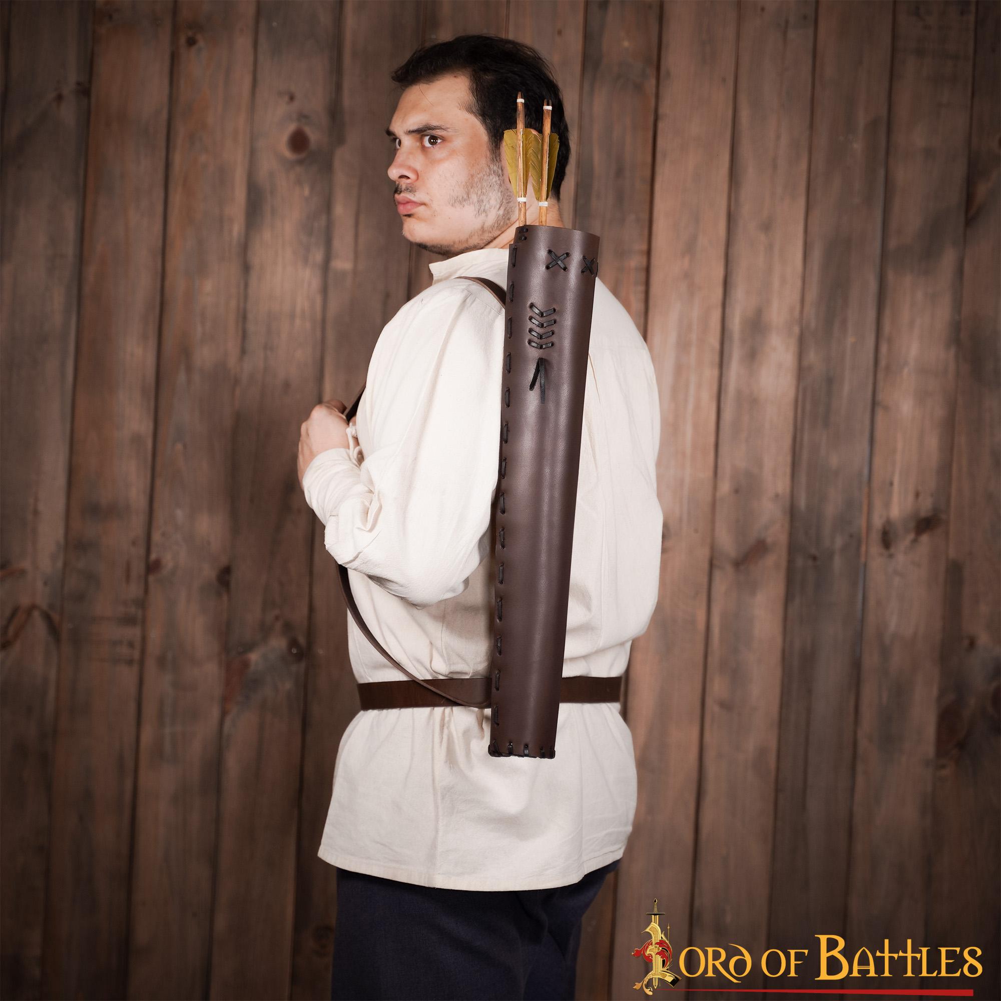 Carcaj Clásico Medieval de Cuero Fantasía Auténtica Marroquinería - Imagen 6