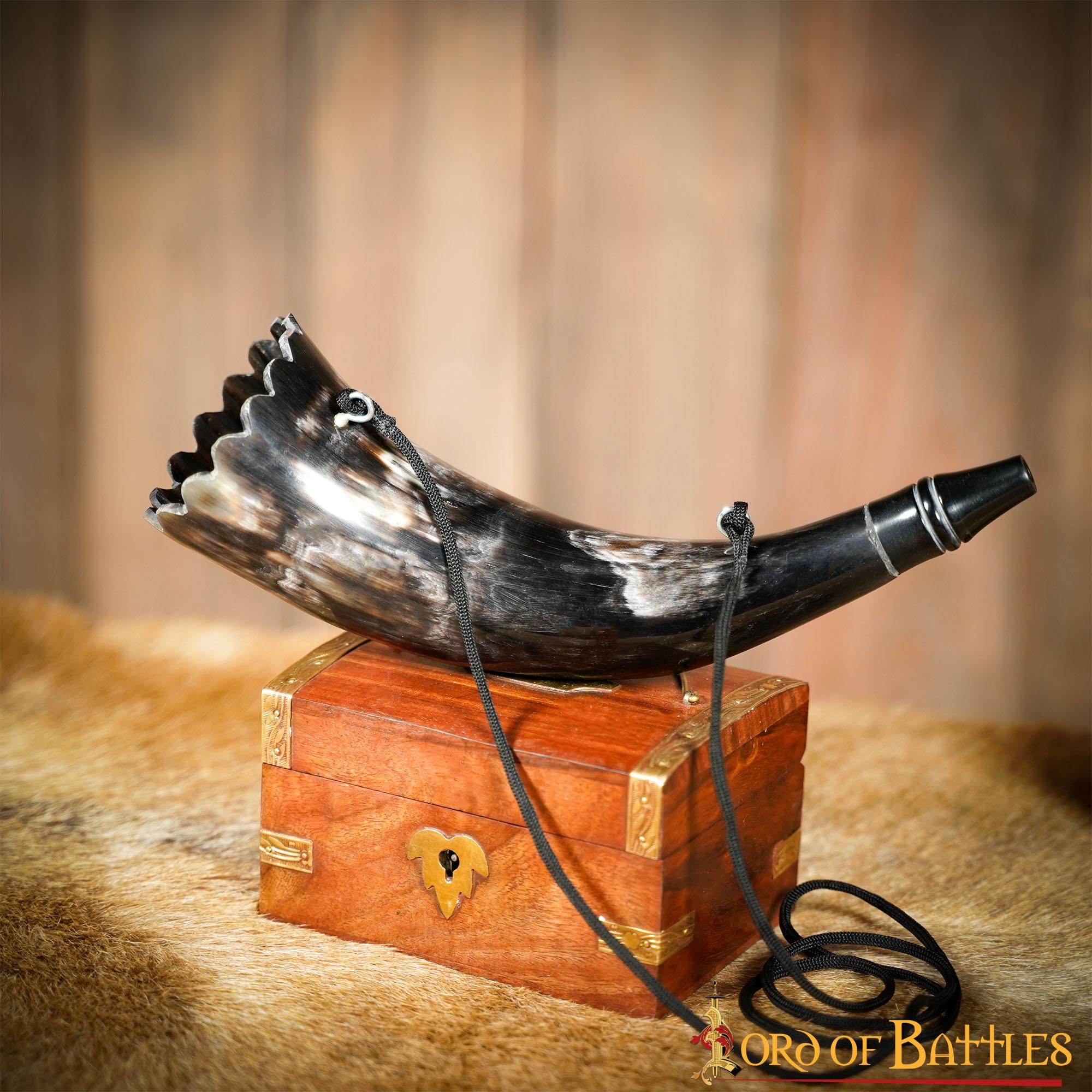 Cuerno Soplador Vikingo Hecho a Mano - Cuerno de Buey Pulido para Caza y Señales con Cuerda de Transporte - Imagen 12