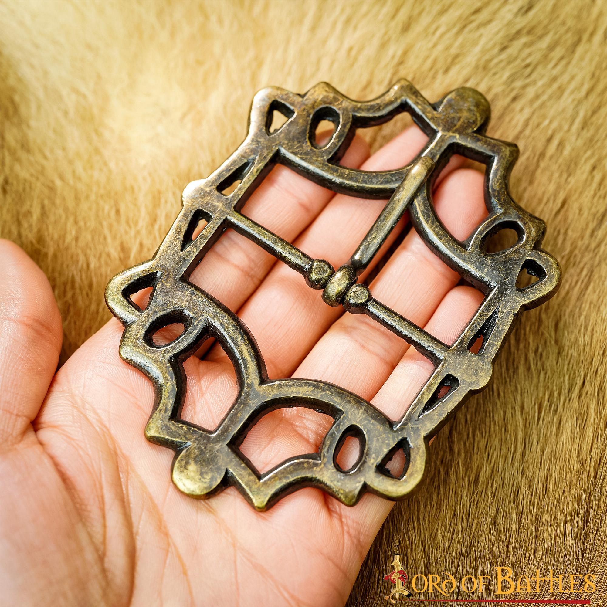 Cinturón Medieval de Latón Hebilla Gótica - Acabado Latón Antiguo - Imagen 13