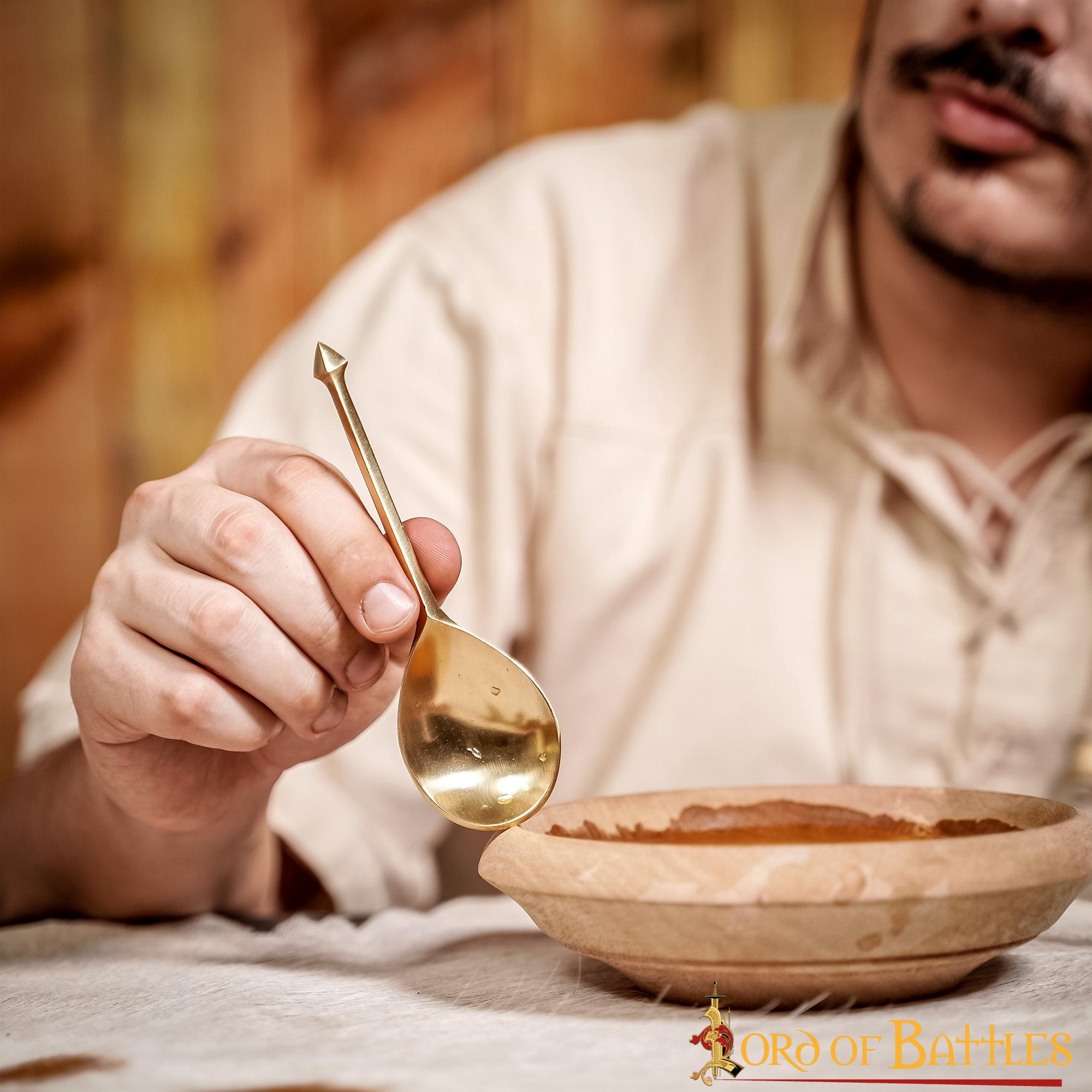 Cuchara Romana Cubertería Funcional de Latón Macizo Puro Juego de Dos Piezas - Imagen 9