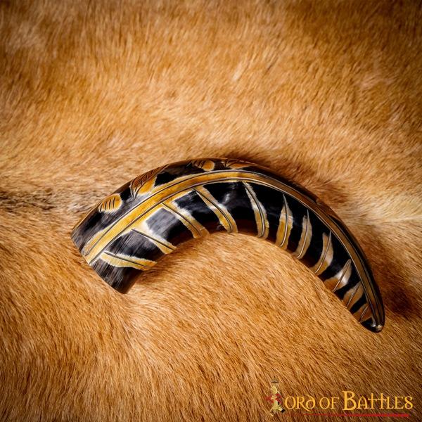 Cuerno para Beber Vikingo Medieval 400 - 500 Ml con Diseños Grabados Cuerno de Buey Auténtico Hecho a Mano - Imagen 10
