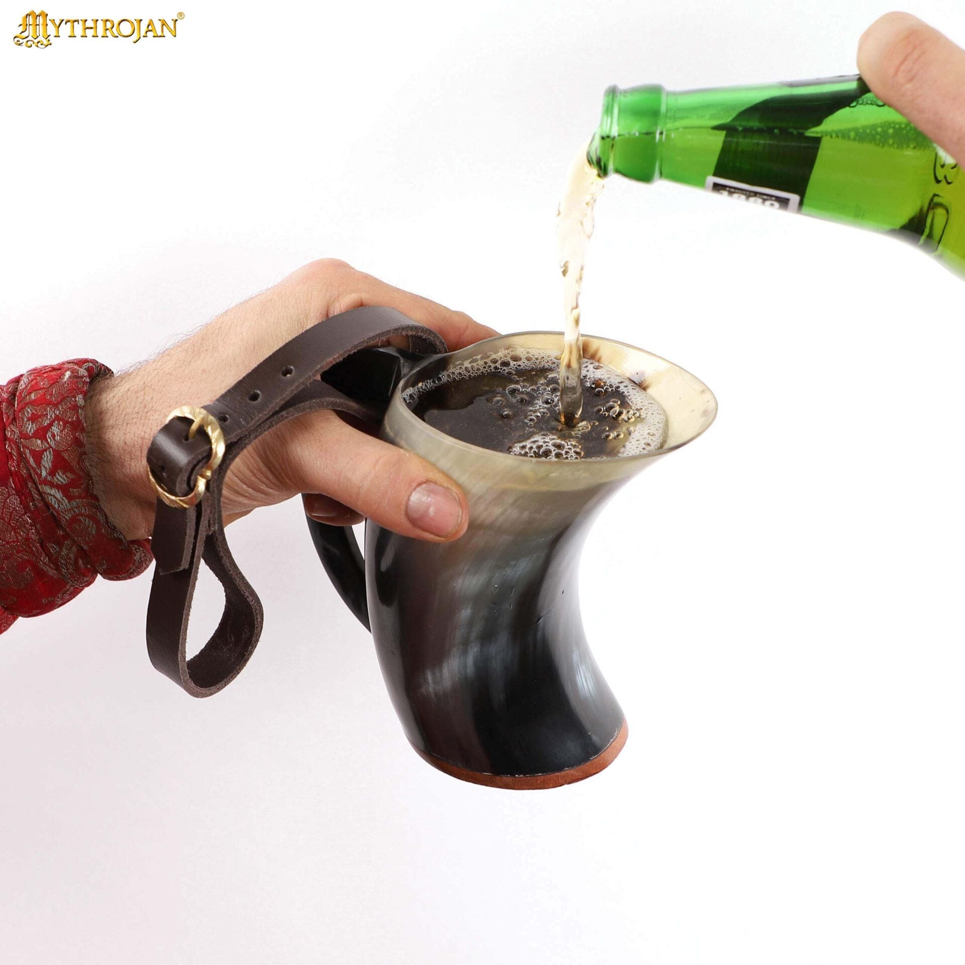 Taza Mythrojan Hot Horn Tankard con Correa de Cuero 300ml - Imagen 4