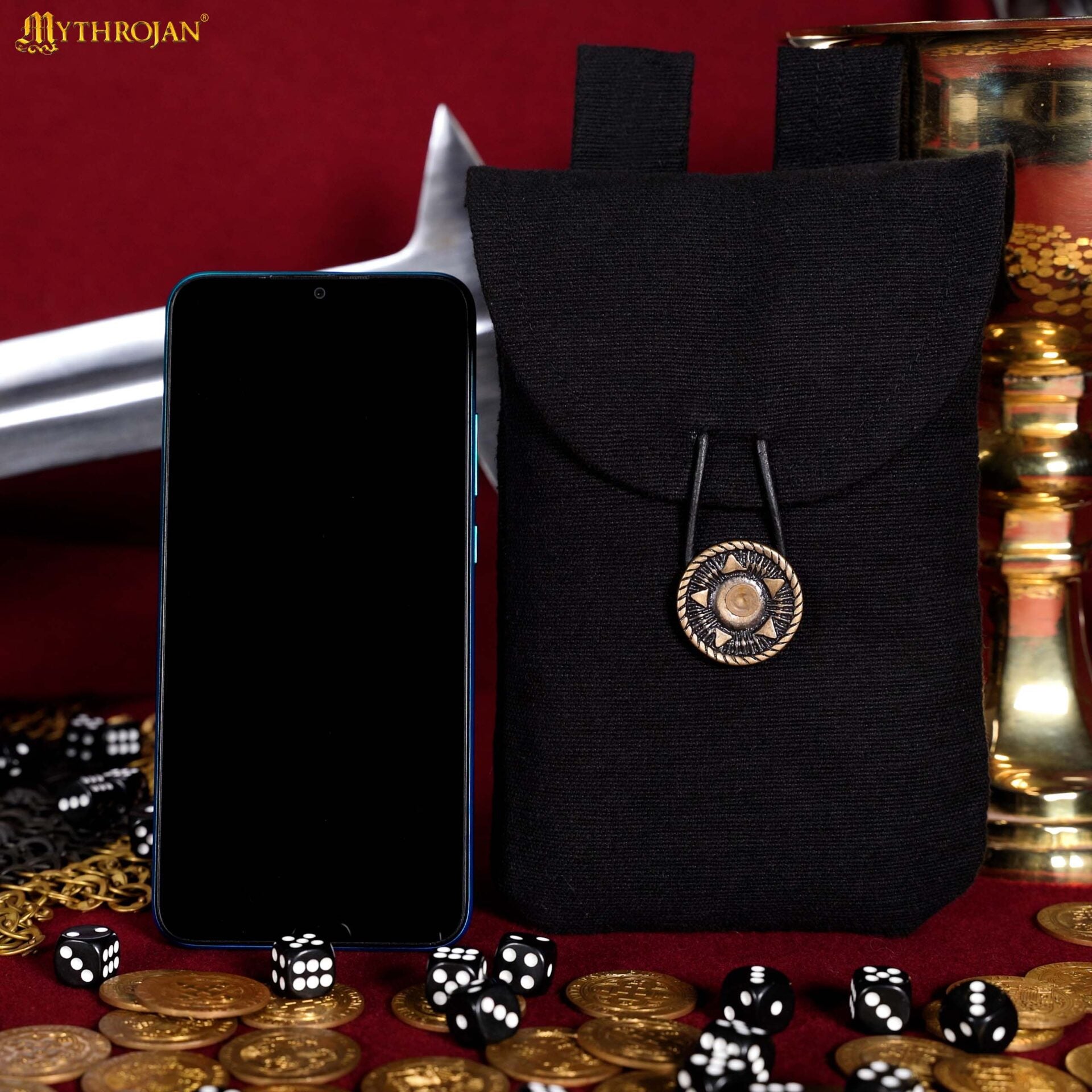 Riñonera Mythrojan, Ideal para Sca Larp Recreación y Feria Ren, Lienzo Tejido a Mano 100% Algodón , Marrón , 7.2 - Imagen 4