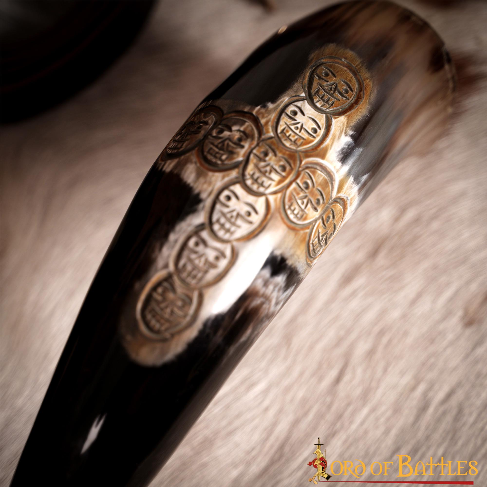 Viking Drinking Horn 500 - 600 Ml Cuerno de Buey Auténtico Hecho a Mano - Imagen 6