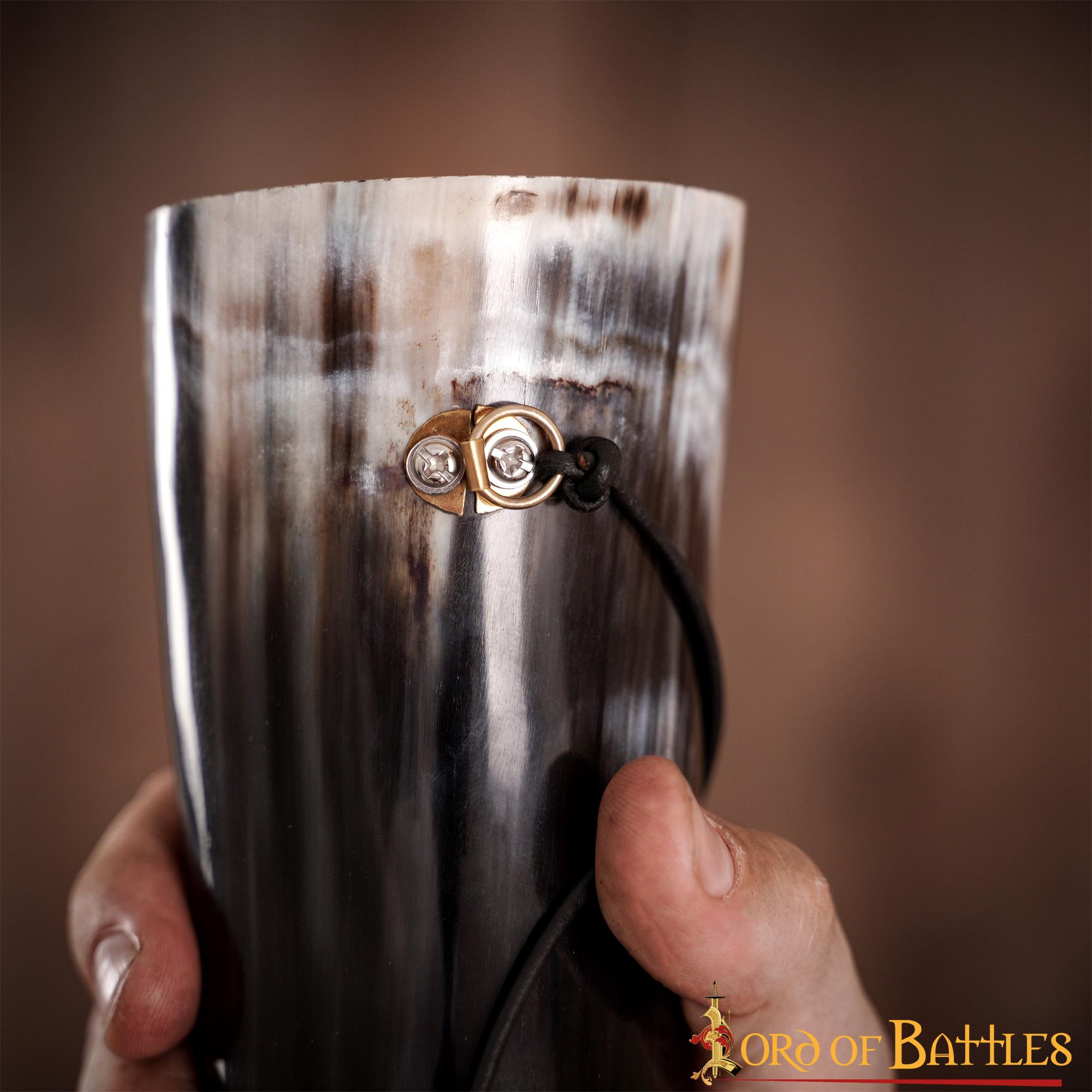 Viking Blowing Horn - Bocina de Buey de Origen Ético con Boquilla de Latón - Imagen 16