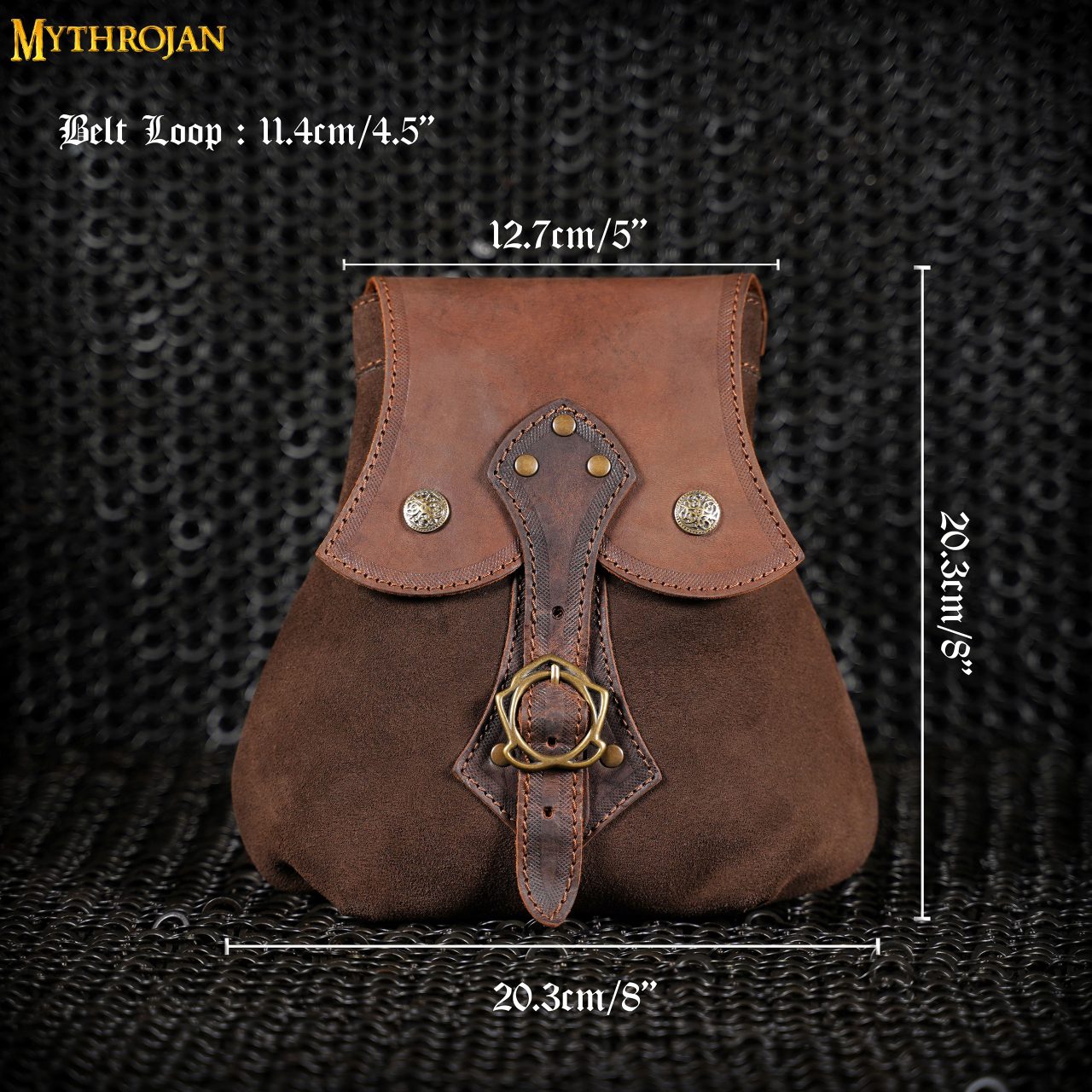 Mythrojan "stalwart Warrior" Bolsa de Cuero para Larp, Cosplay Medieval Sca Marrón, 8"×8 - Imagen 3