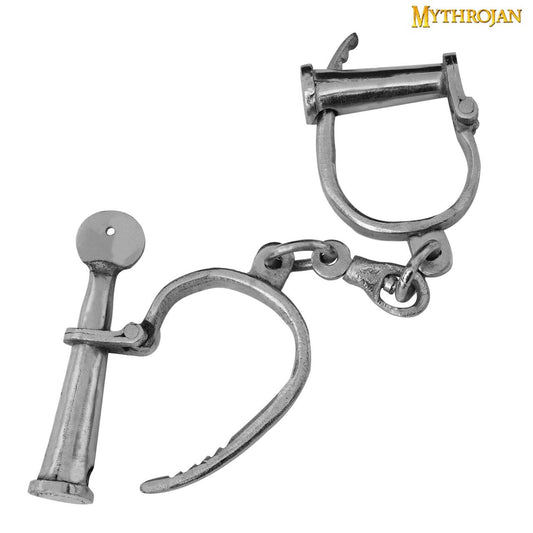 Mythrojan Esposas Medievales Cromadas Estilo Antiguo Grilletes de Mazmorra Acero Sólido - Imagen 2