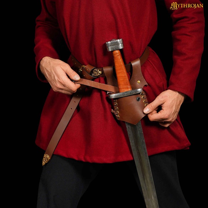 Mythrojan Medieval Renacimiento Espada de Cuero Rana Espada Larp Disfraz Accesorio Rana Espada Porta Estoque Caballero Espada Cinturón Rana Daga de Cuero Espada Pirata Funda - Imagen 5