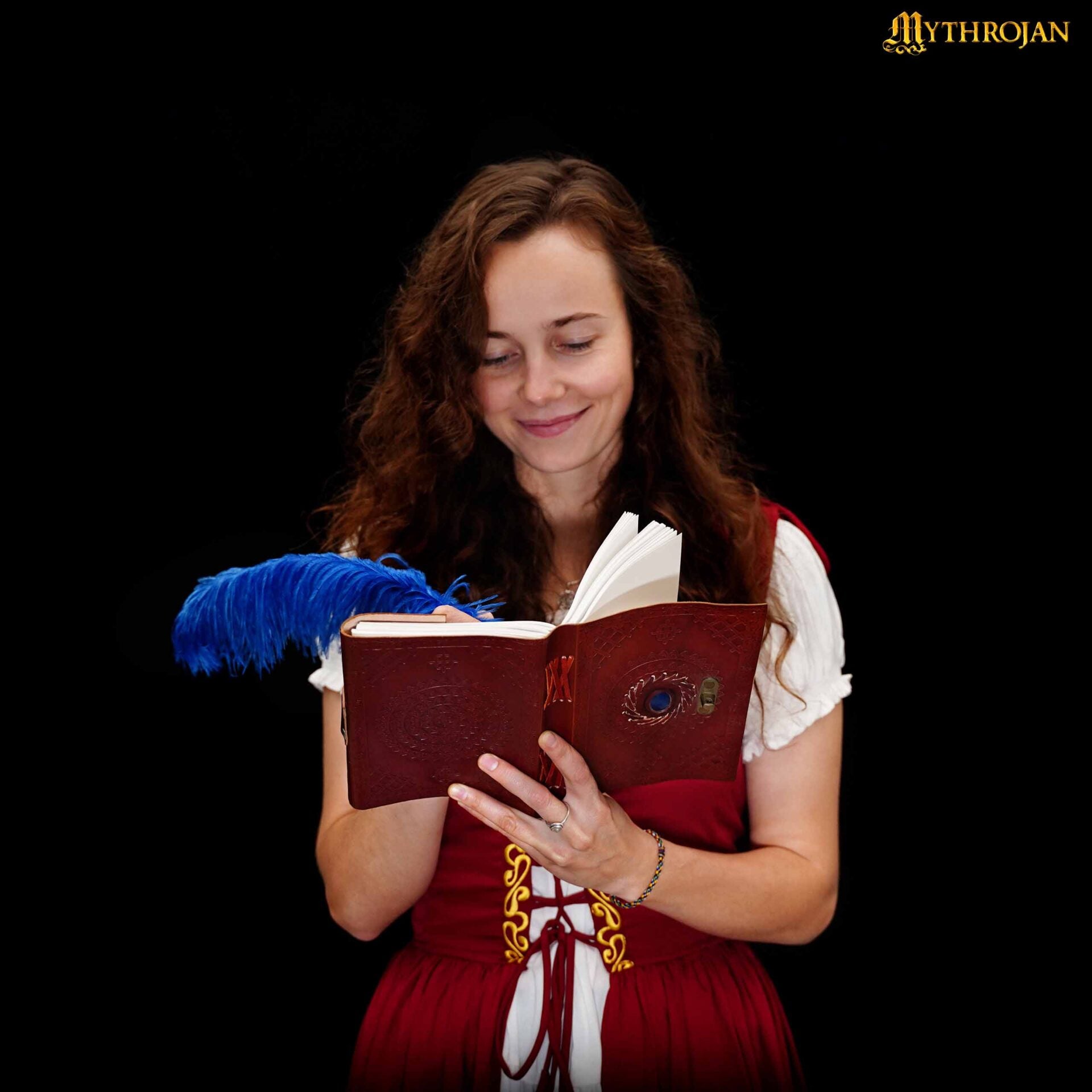 Mythrojan Diario de Cuero Marrón en Relieve Vintage Cuaderno de Escritura - Imagen 4