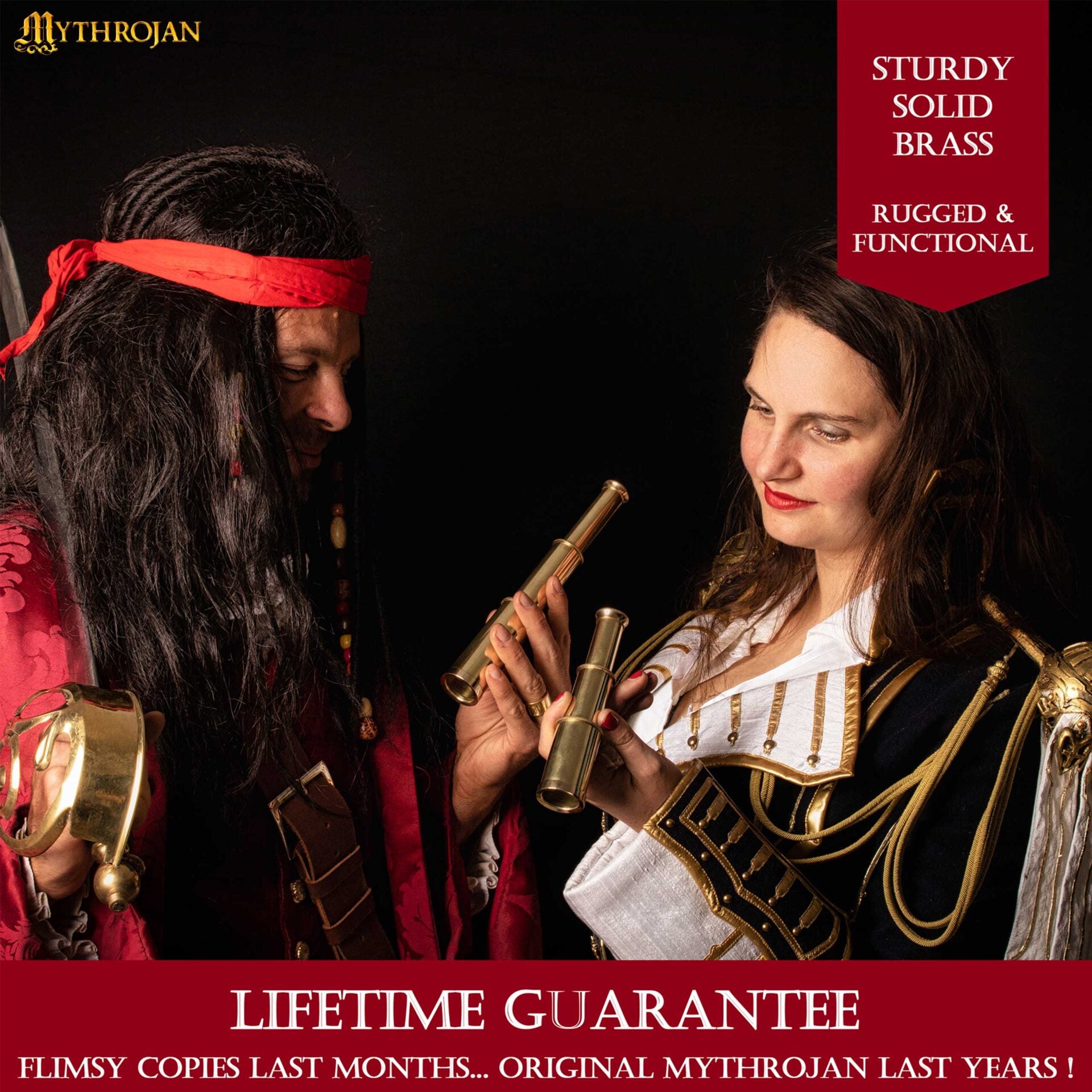 Mini Catalejo Pirata Mythrojan Telescopio de Latón con Caja de Madera - Imagen 5