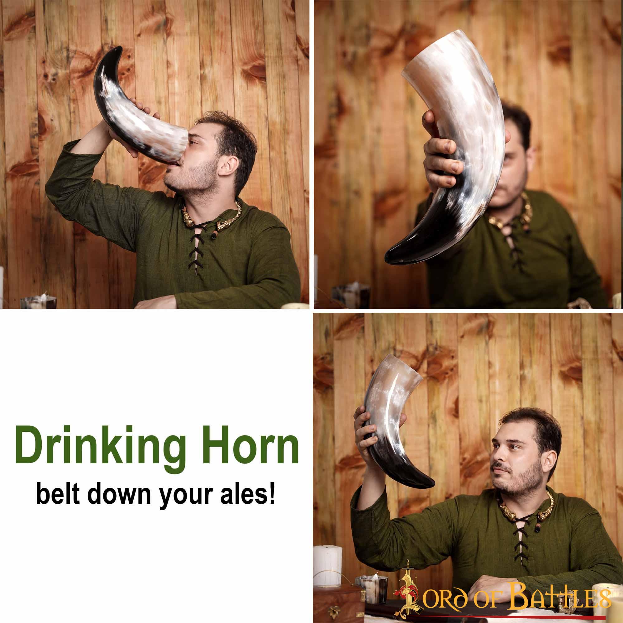 Cuerno Medieval Vikingo Nórdico para Beber - Hecho a Mano con Auténtico Cuerno de Buey (1000 Ml de Capacidad) - Imagen 9