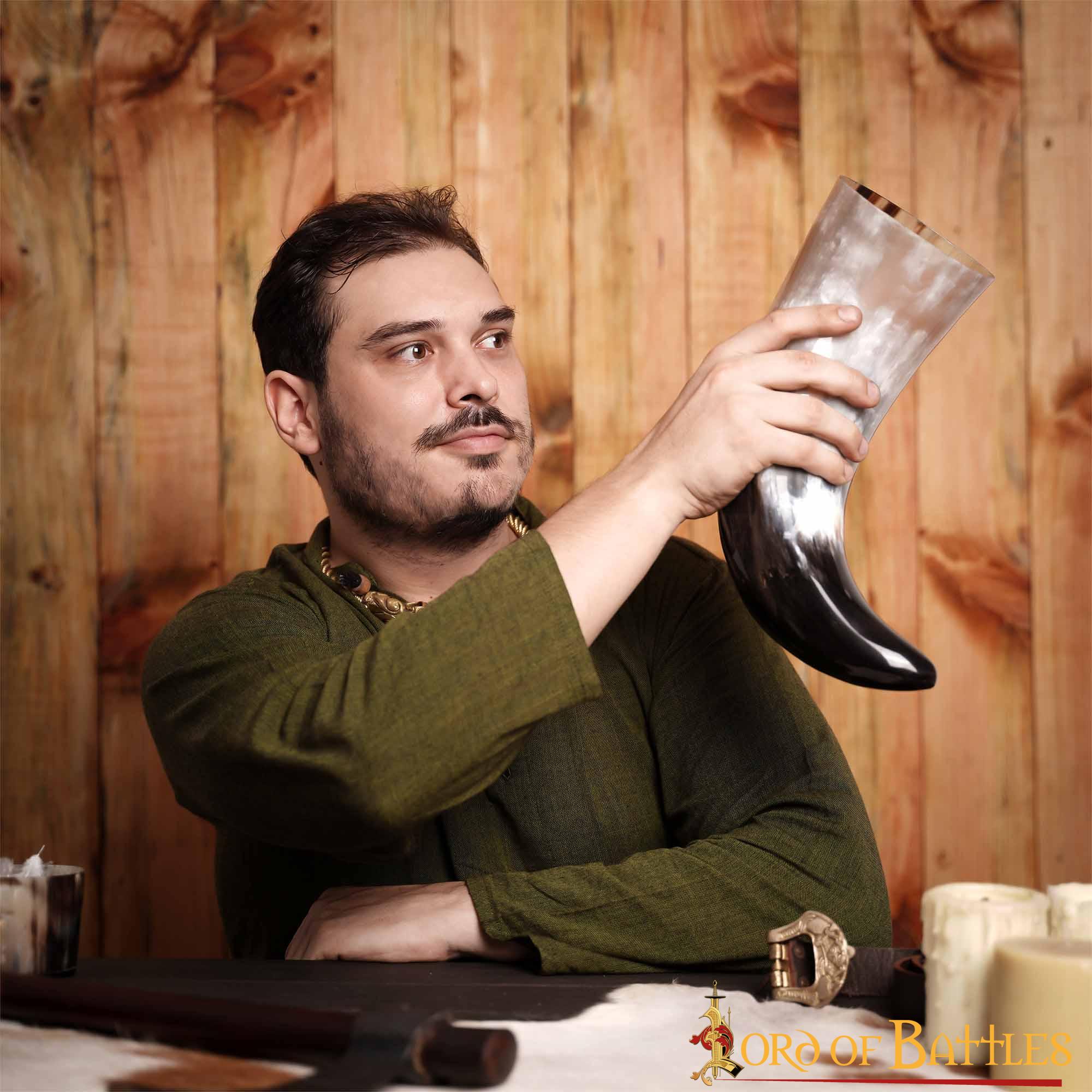 Cuerno Medieval Vikingo Nórdico para Beber - Hecho a Mano con Auténtico Cuerno de Buey (1000 Ml de Capacidad) - Imagen 11