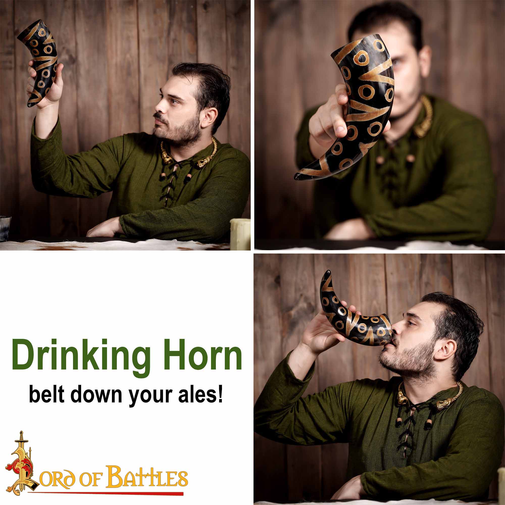 Cuerno Medieval para Beber 400 - 500 Ml Cuerno de Buey Auténtico Hecho a Mano - Imagen 4