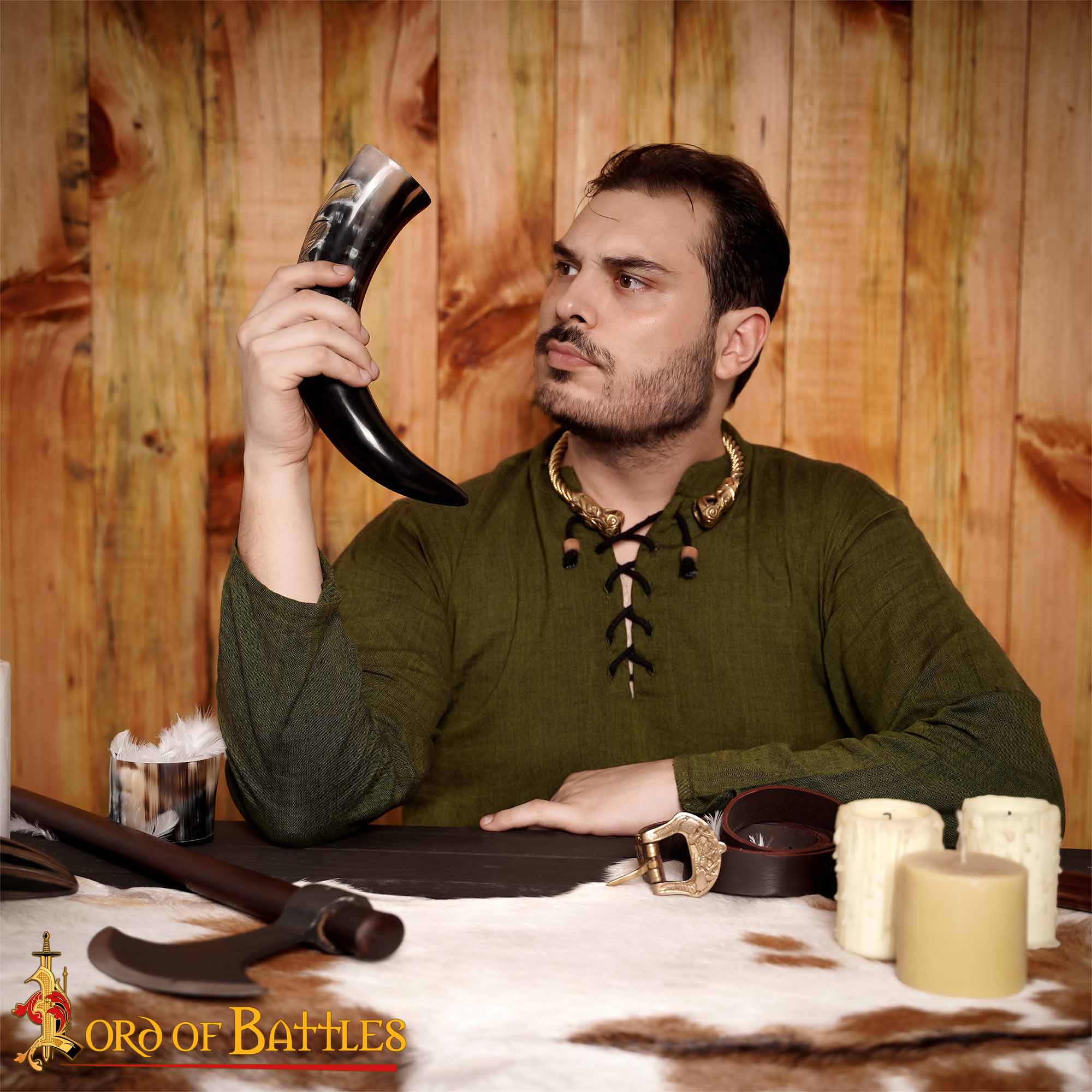 Cuerno para Beber "the Blossom" 400 - 500 Ml Cuerno de Buey Auténtico Hecho a Mano - Imagen 9