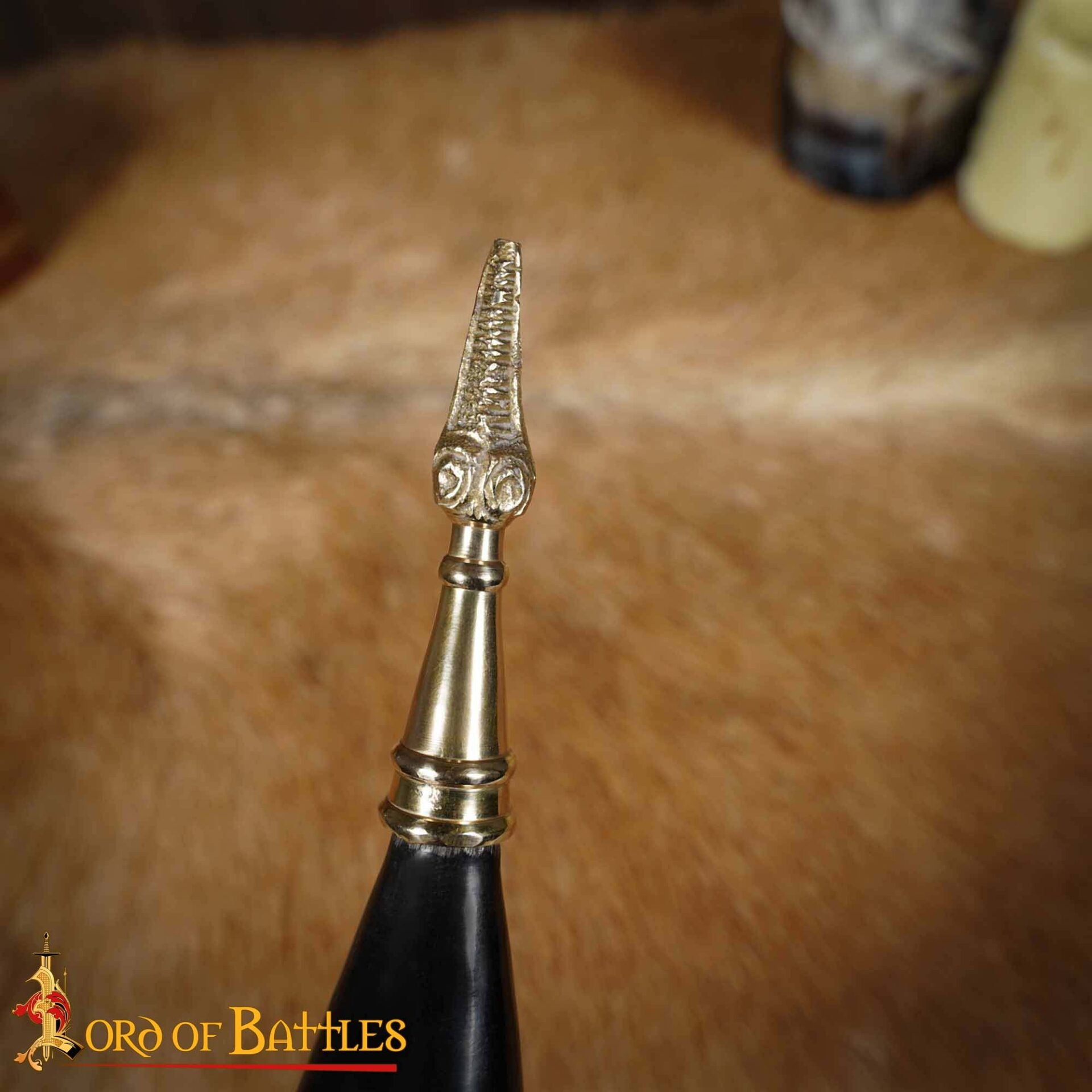 Cuerno para Beber Vikingo Medieval de 300 - 400 Ml con Accesorios de Latón Hecho a Mano con Auténtico Cuerno de Buey - Imagen 7