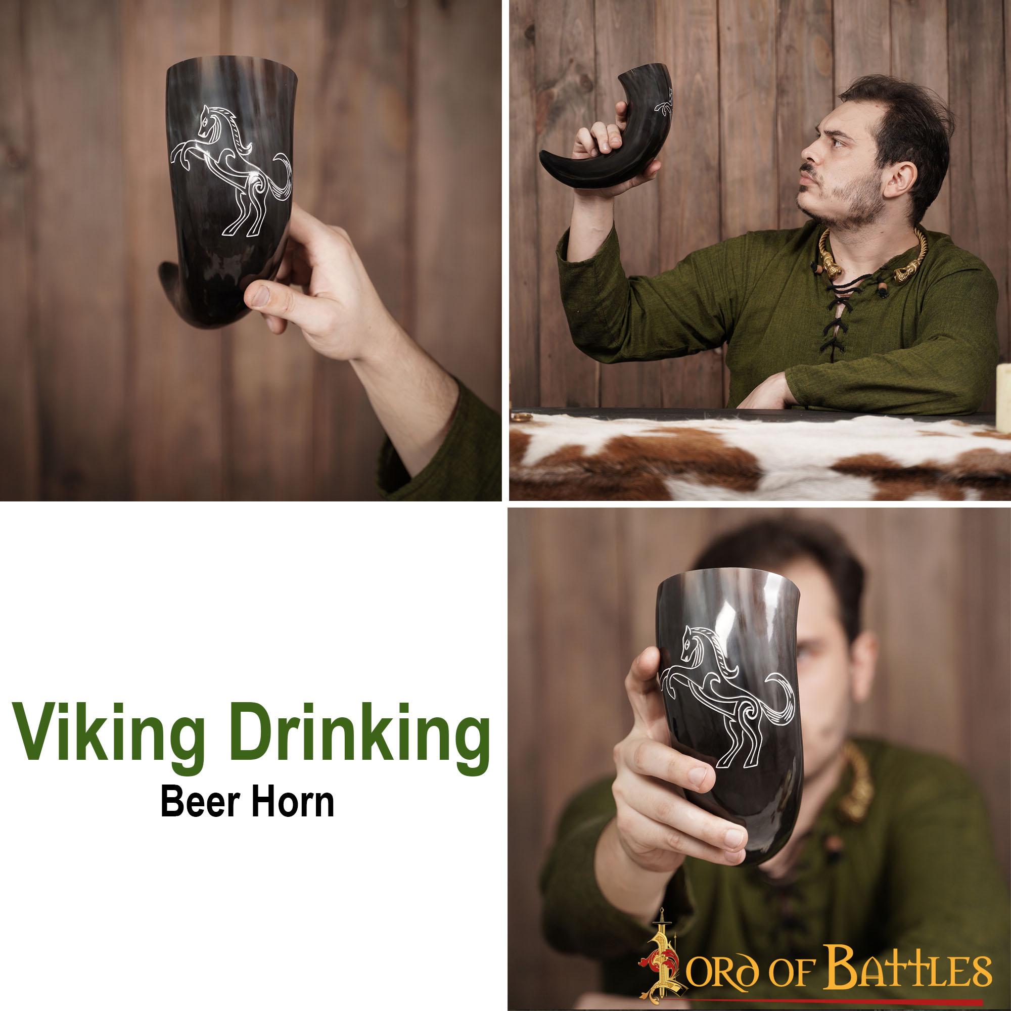 Viking Drinking Horn 400 - 500 Ml Cuerno de Buey Auténtico Hecho a Mano - Imagen 4