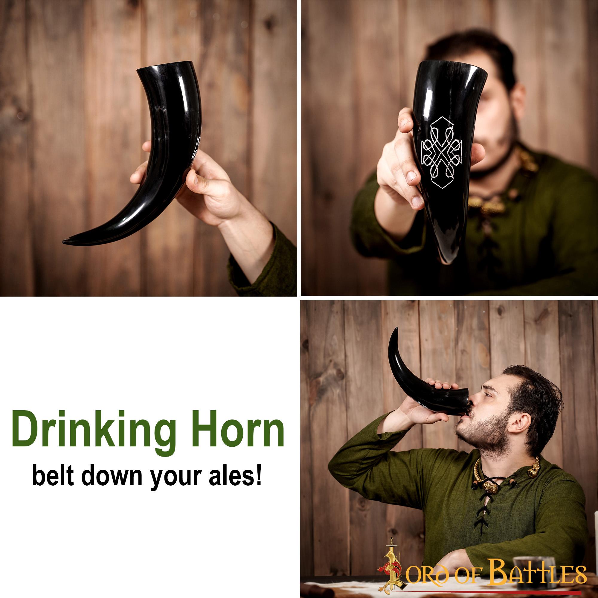 Viking Drinking Horn 400 - 500 Ml Cuerno de Buey Auténtico Hecho a Mano - Imagen 5