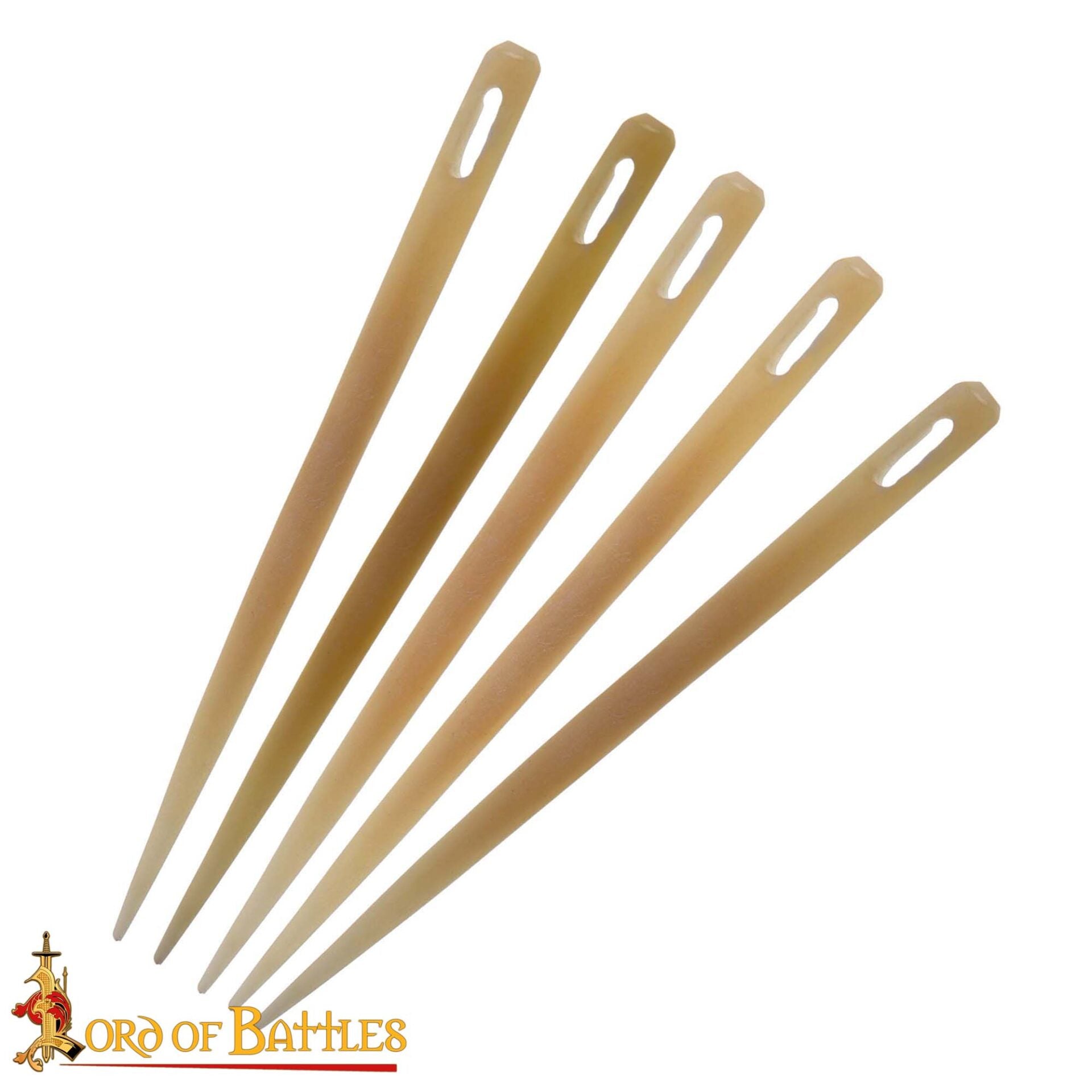 Juego de 5 Agujas de Bordar Medievales de Hueso - Talladas a Mano en Hueso de Buey de Origen Ético - Acabado Pulido - Imagen 9