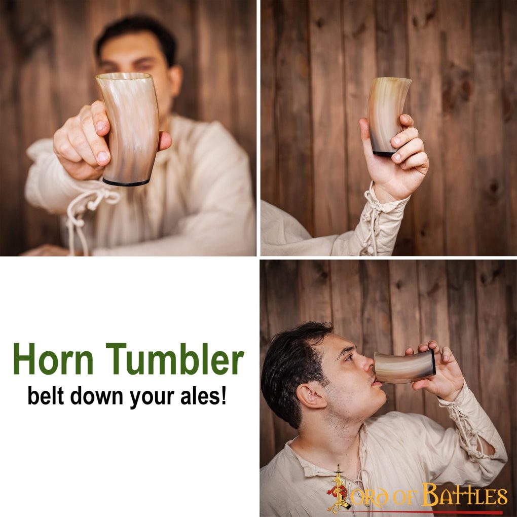 Taza de Cerveza Medieval Vikinga Hecha a Mano con Auténtico Cuerno de Buey - Imagen 5