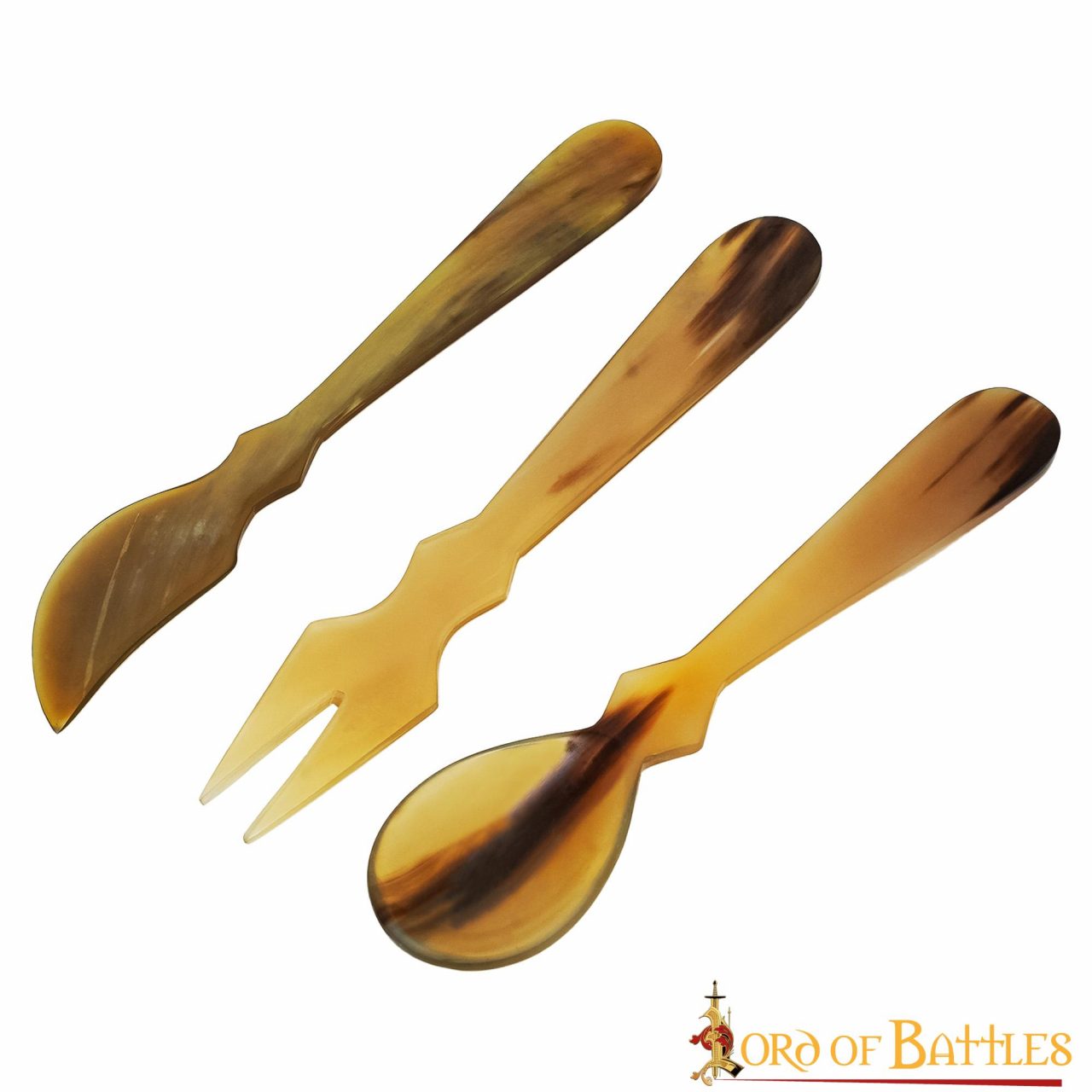 Juego de Cubiertos Medievales de Cuerno - Cuchara, Tenedor y Cuchillo Tallados a Mano - Imagen 6
