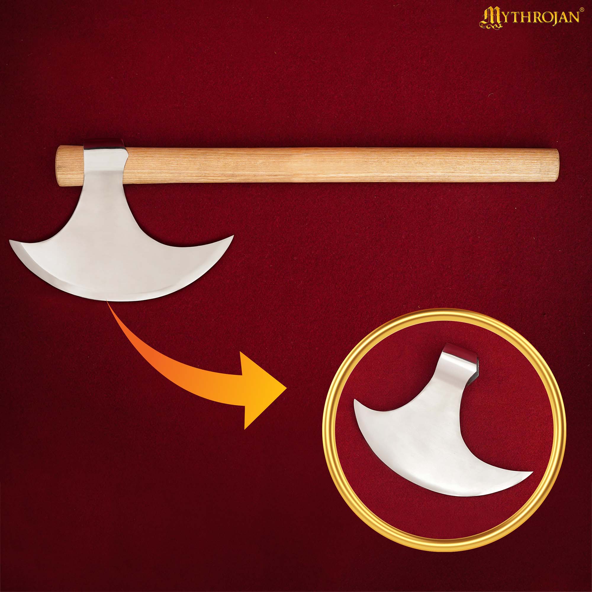 Mythrojan Medieval Vikingo Hacha Batalla Listo Axehead Reenactment Renacimiento Disfraz - Imagen 4