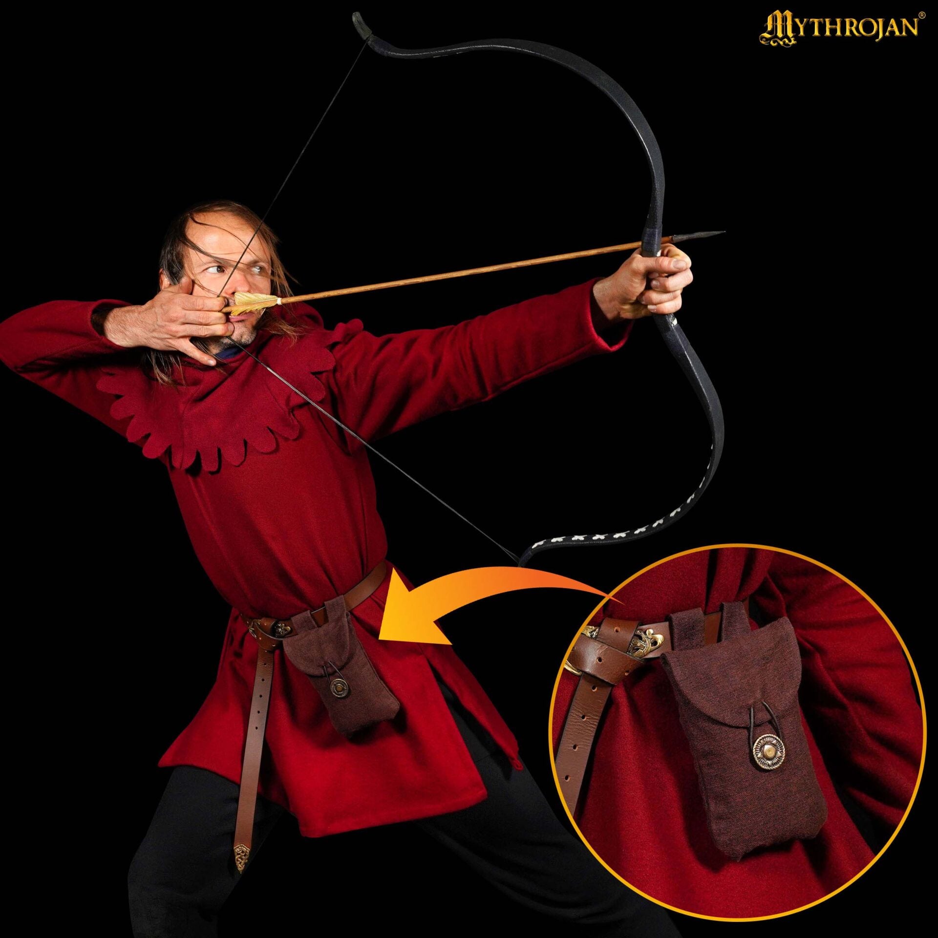 Mythrojan Bolsa de Cinturón de Gamuza Grande, Ideal para Sca Larp Reenactment y Ren Feria, Cuero de Gamuza, Citrus , 7.2 "× 4.7 " - Imagen 5