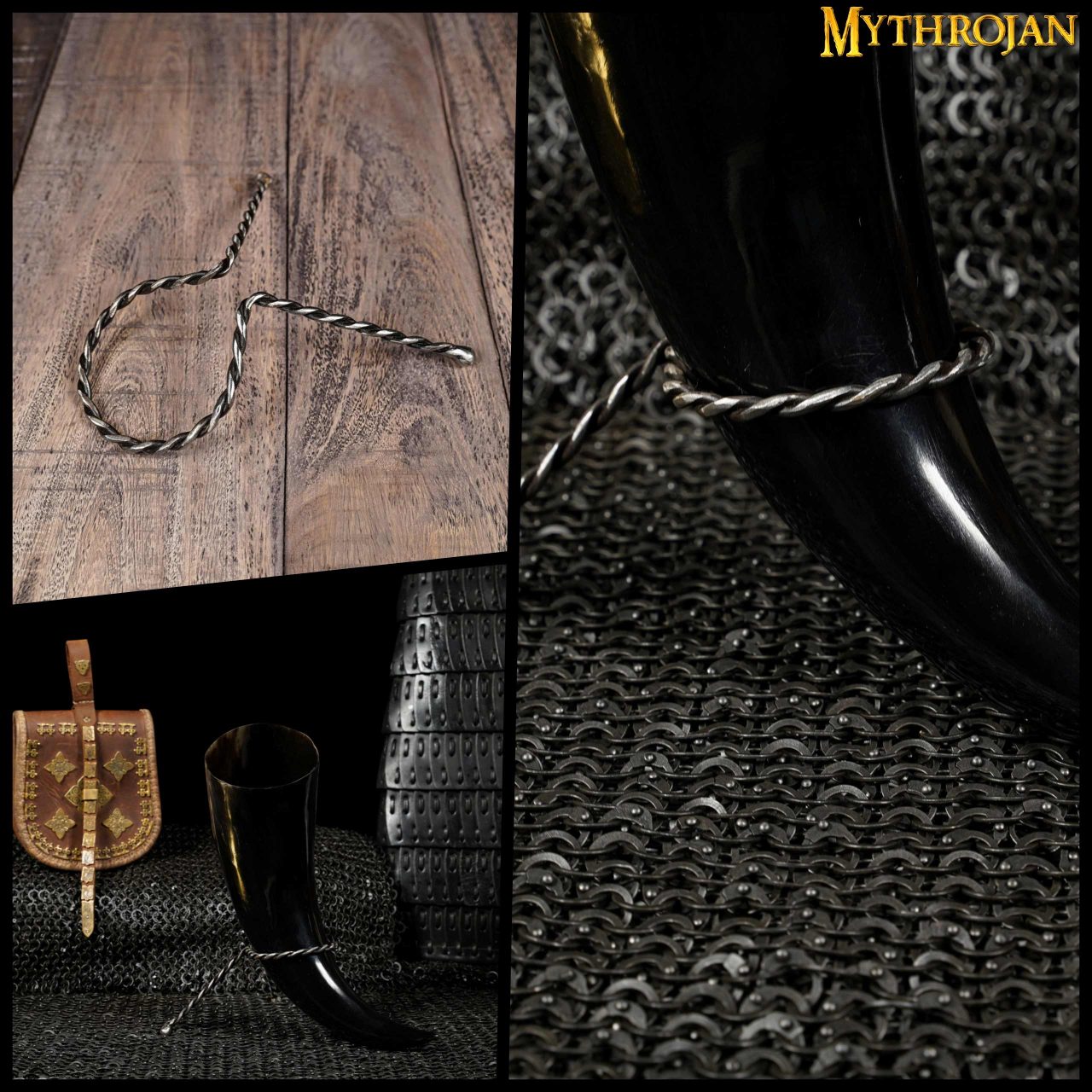 Mythrojan Cuerno para Beber Forjado a Mano Twisted Rack - Imagen 4