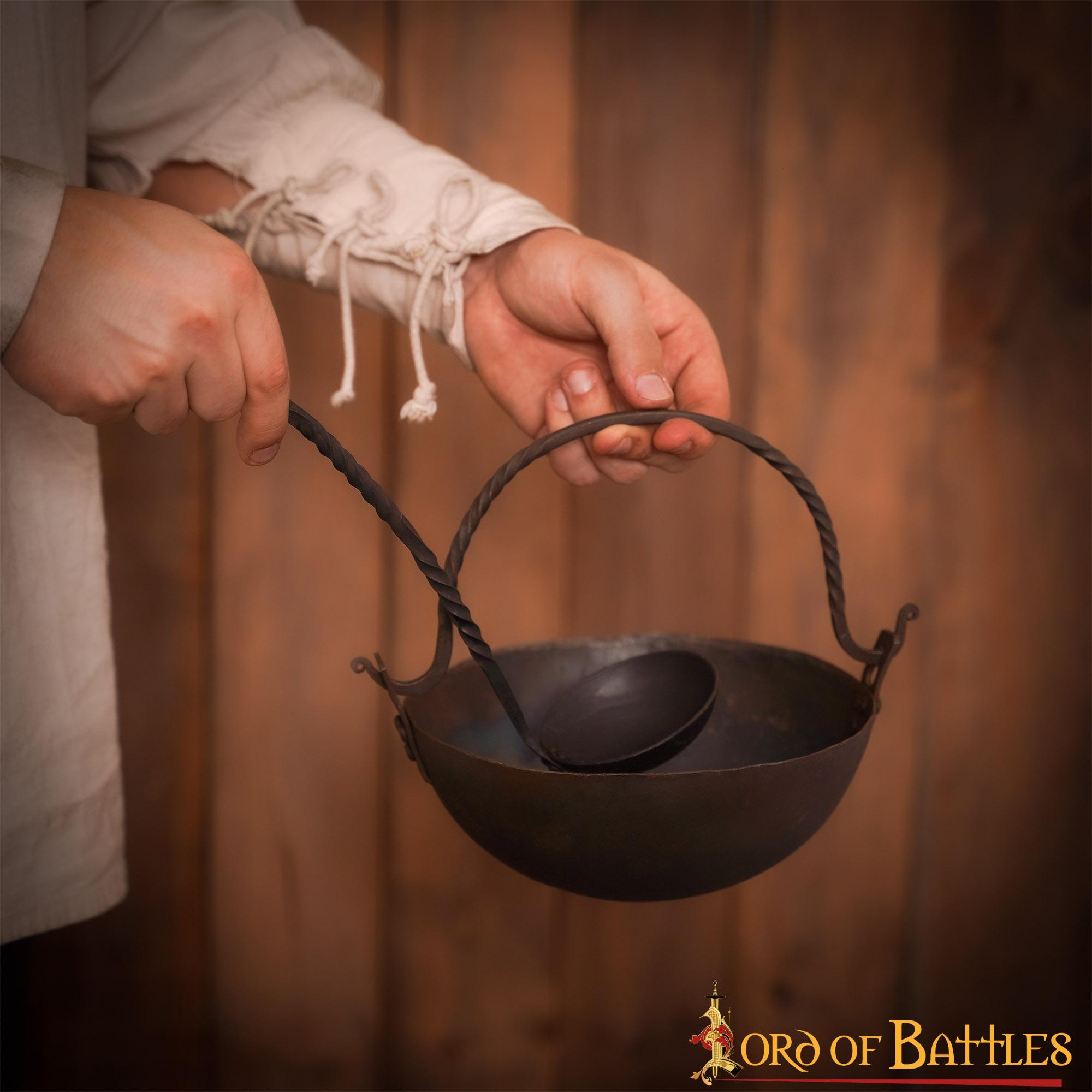 Cazo de Hierro Medieval Vikingo Forjado a Mano Equipo de Campamento Funcional - Imagen 8