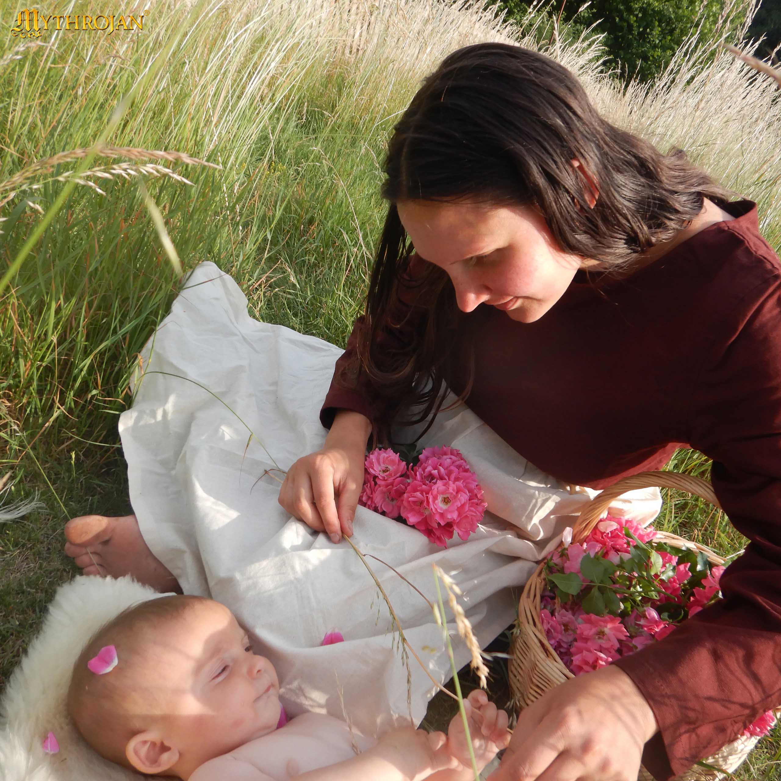 Mythrojan Medieval Ecru Delantal: Ideal para Cocinar Hornear, Feria del Renacimiento, Recreación, Larp, Cosplay Rendimiento, Maid Traje, Retro Cintura Delantales para Mujeres, Niñas, Camarera - Imagen 4