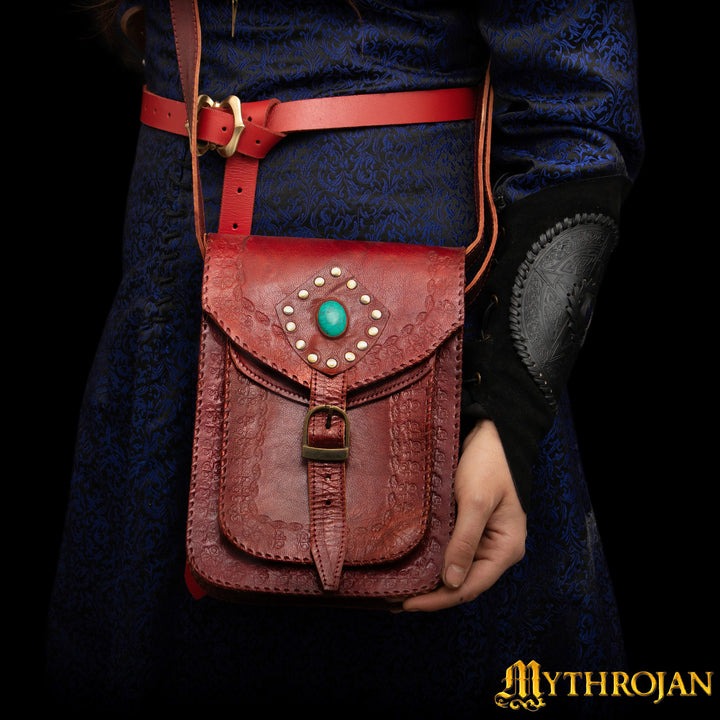 Mythrojan "sorceress From The East" Medieval Sling Bag, Granate 10" X 7" - Imagen 9
