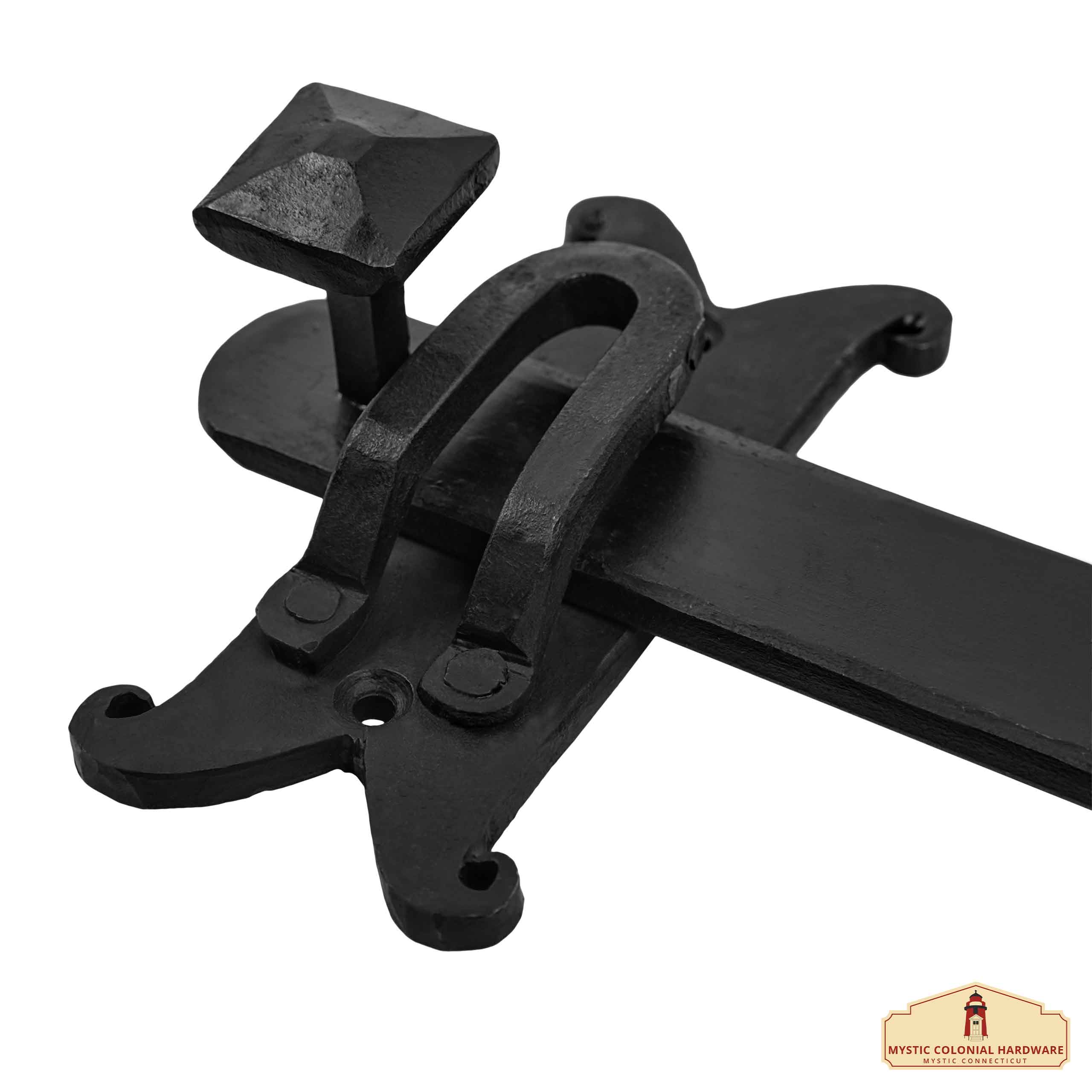 Mystic Colonial Hardware Heavy Duty Cast Iron Gate Flip Latch - Black Drop Latch For Barn Doors, Farm Gates, Sheds, Cabinets, And Antique Privacy Hardware Replacement - Imagen 4