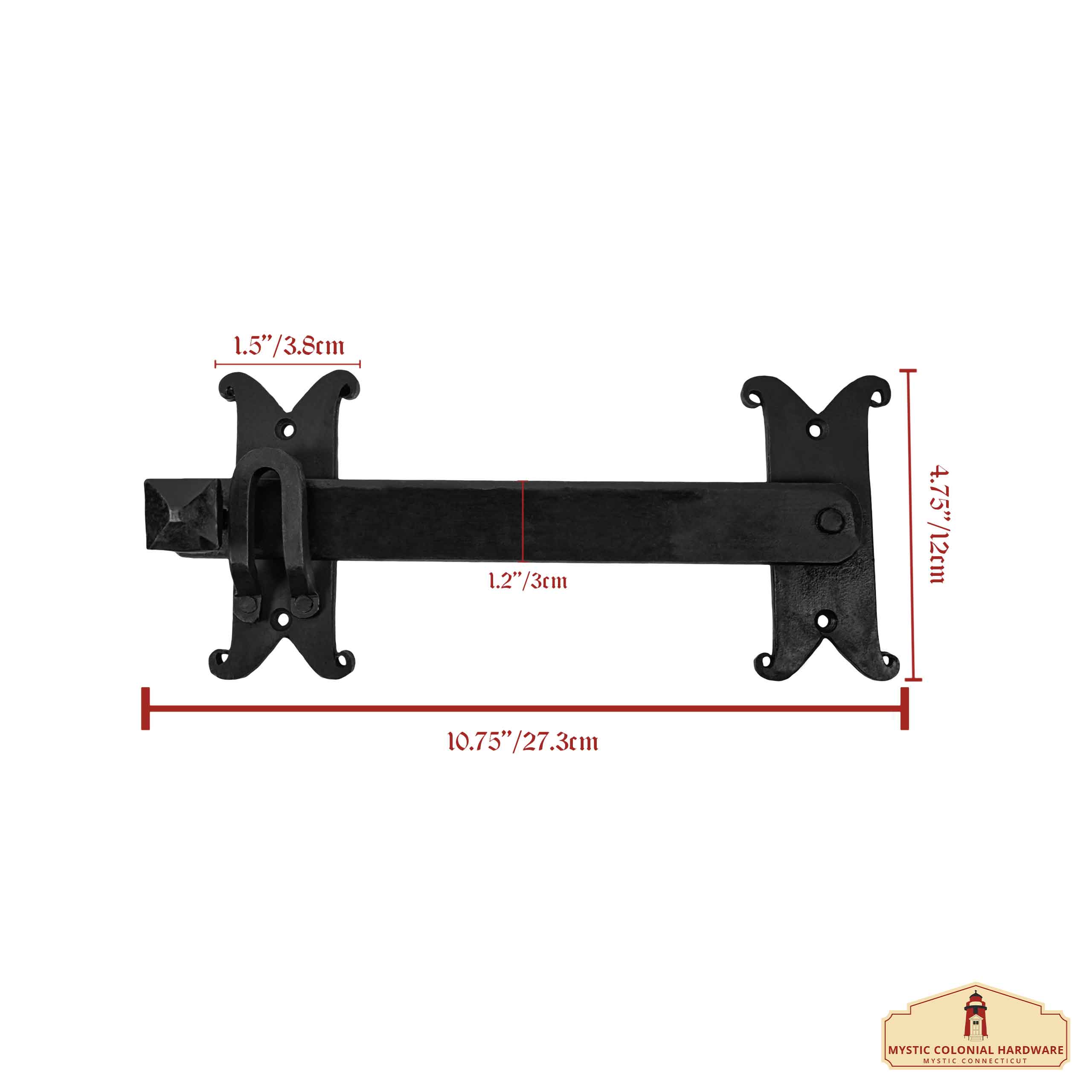 Mystic Colonial Hardware Heavy Duty Cast Iron Gate Flip Latch - Black Drop Latch For Barn Doors, Farm Gates, Sheds, Cabinets, And Antique Privacy Hardware Replacement - Imagen 3