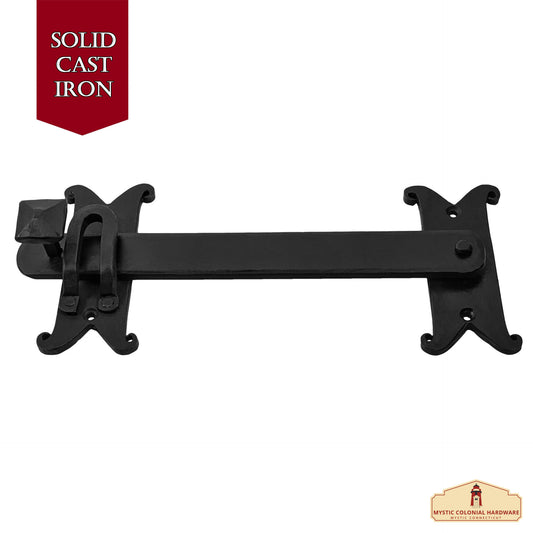 Mystic Colonial Hardware Heavy Duty Cast Iron Gate Flip Latch - Black Drop Latch For Barn Doors, Farm Gates, Sheds, Cabinets, And Antique Privacy Hardware Replacement - Imagen 2