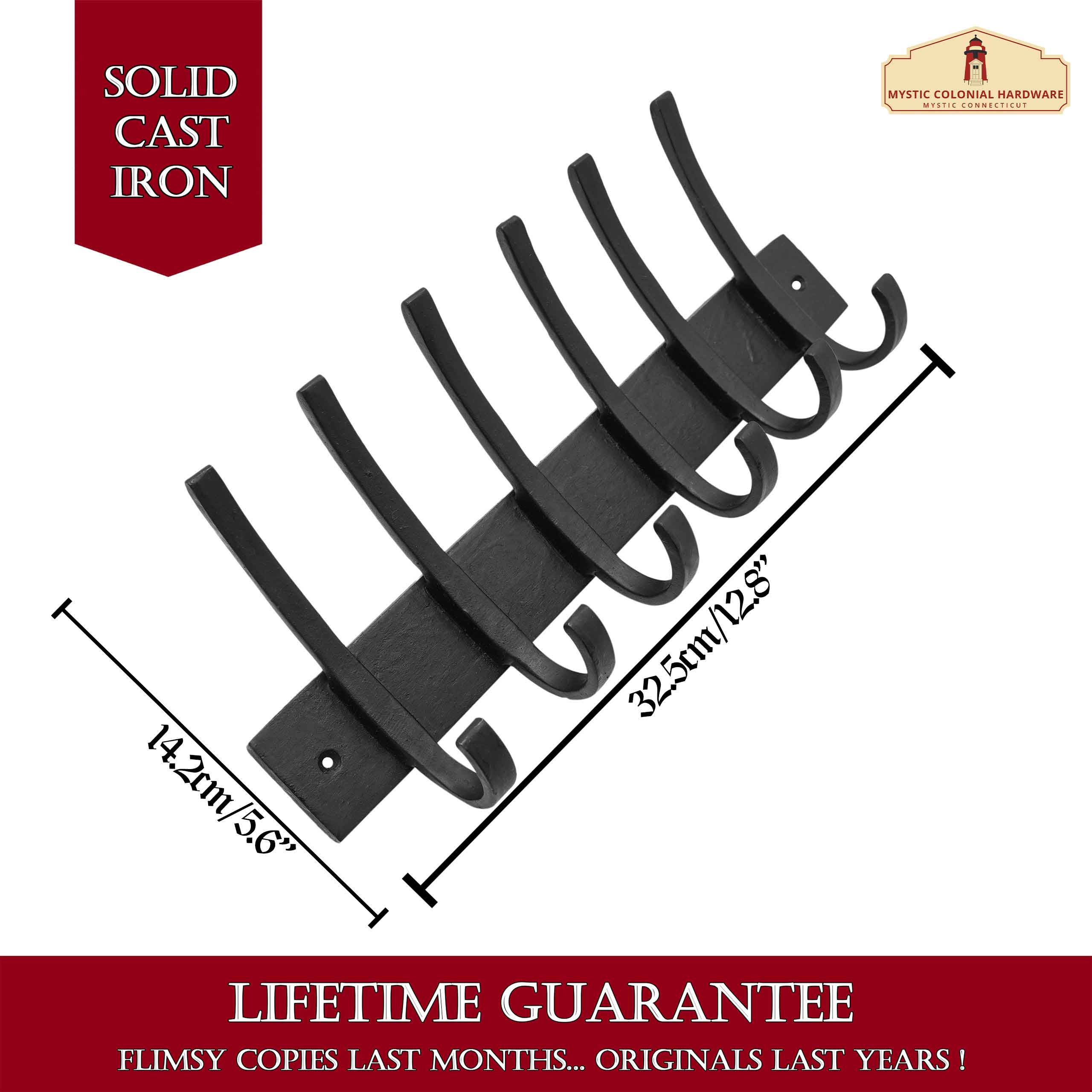 Ganchos de Pared Rústicos de Hierro Fundido, Ganchos Utilitarios Retro Resistentes para Colgar Abrigos, Bolsos, Toallas, Batas, Sombreros y Más : Negro - Imagen 4