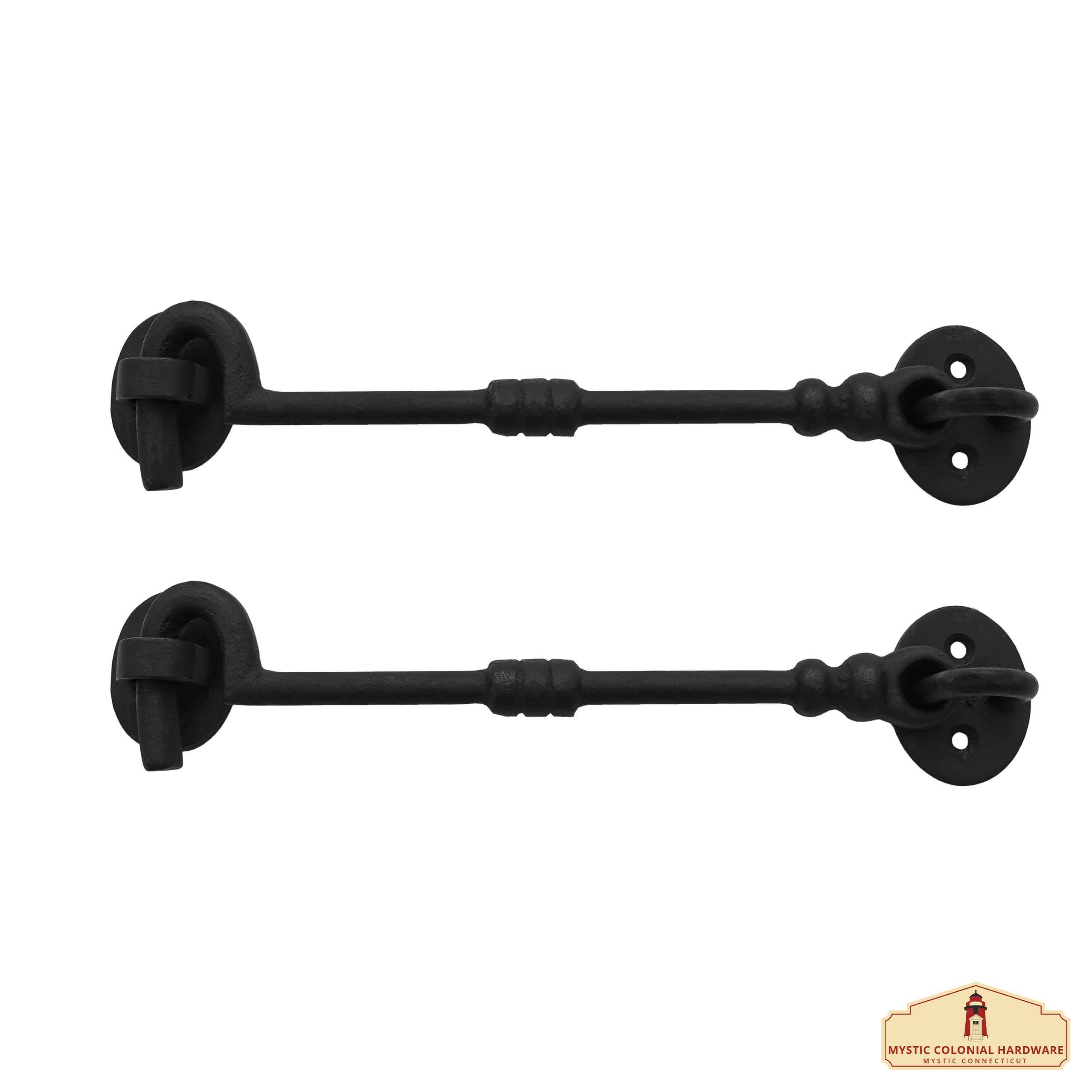 Hierro Forjado Negro Cabina Gancho Ojo 7.5" Largo Grande Decorativo Privacidad Gancho Pestillos para Armario Ventana Cocina Puertas Corredizas o de Granero : Paquete de 2 - Imagen 1
