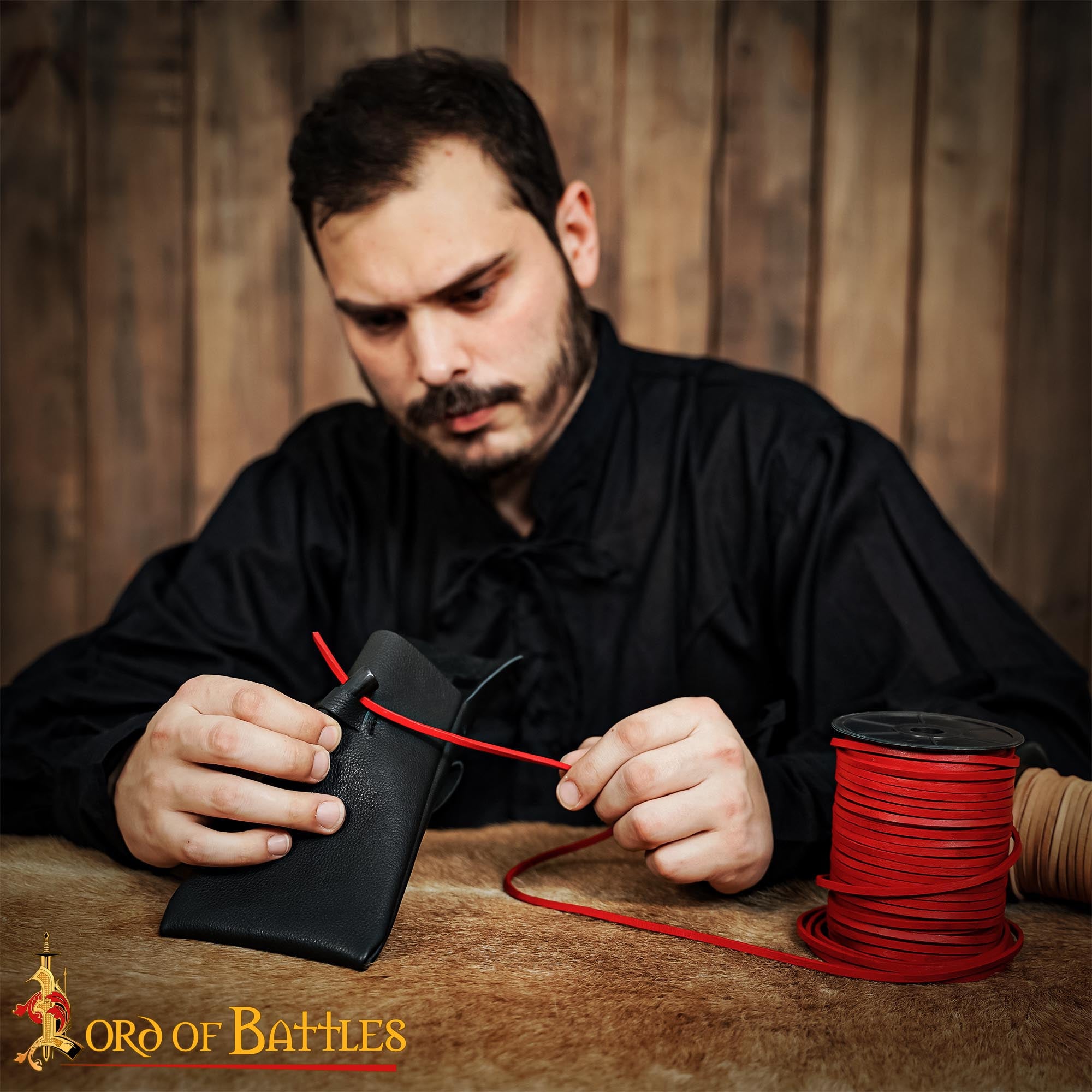 Rollo de Cordón de Cuero Rojo - 50 M de Cordón Plano de Cuero Auténtico - Imagen 5