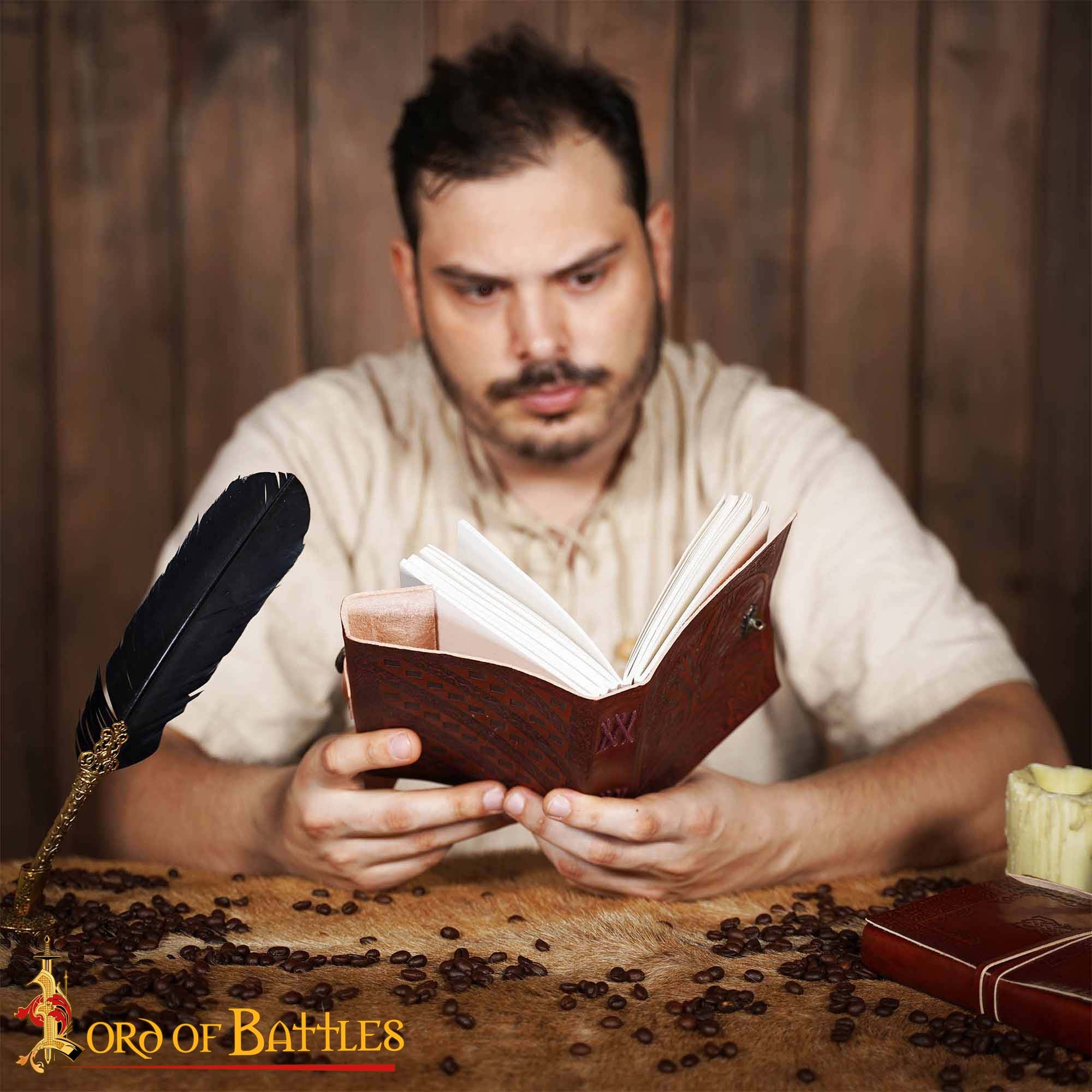 Diario Medieval de Cuero "el Árbol de la Vida" - Diario Artesanal con Cerradura de Latón - Imagen 2